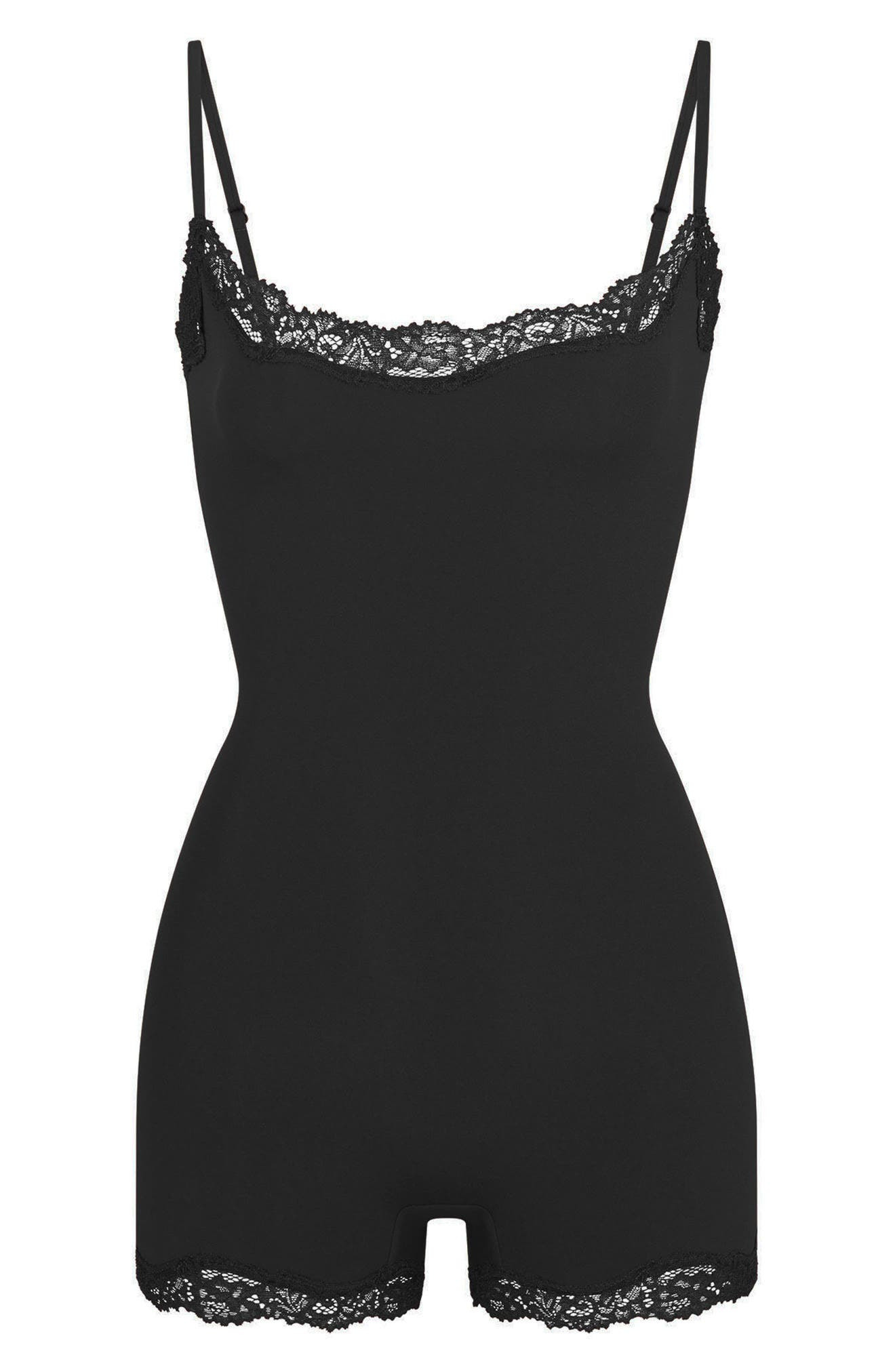 SKIMS Lace Trim Romper in Onyx at Nordstrom - 4