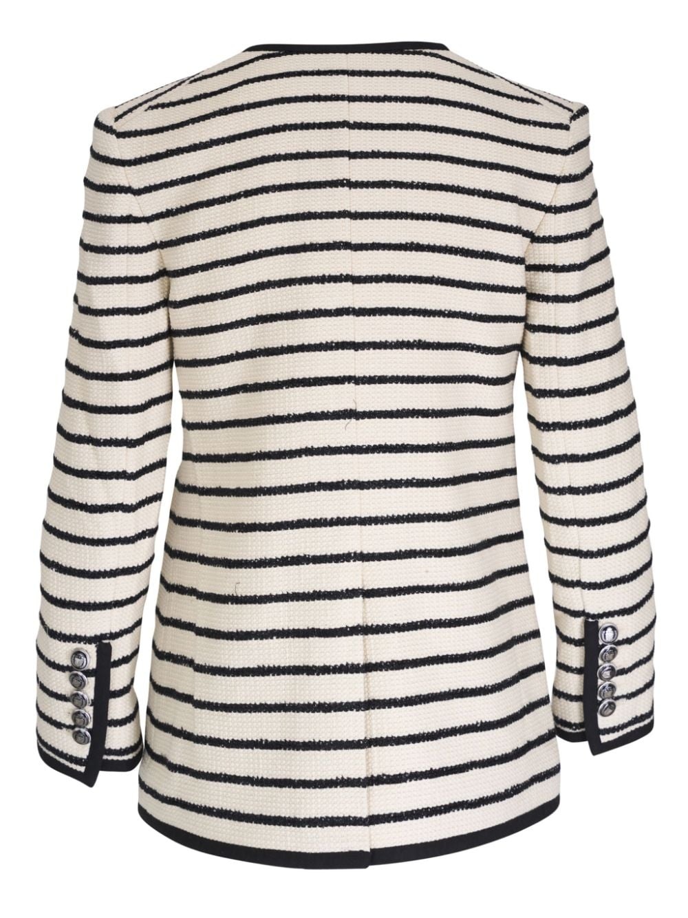 striped collarless blazer - 2