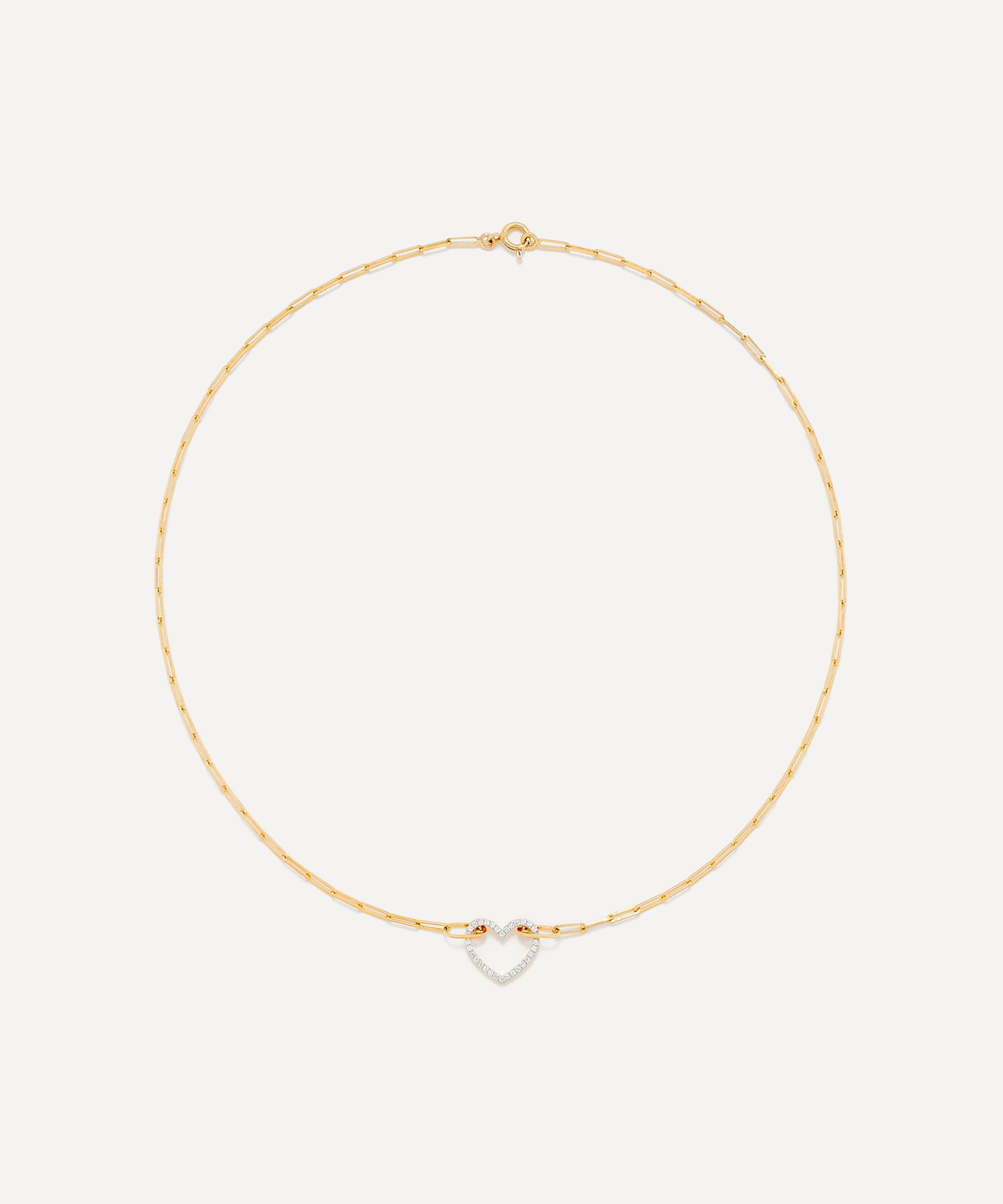 18ct Gold Small Diamond Heart Pendant Necklace - 1