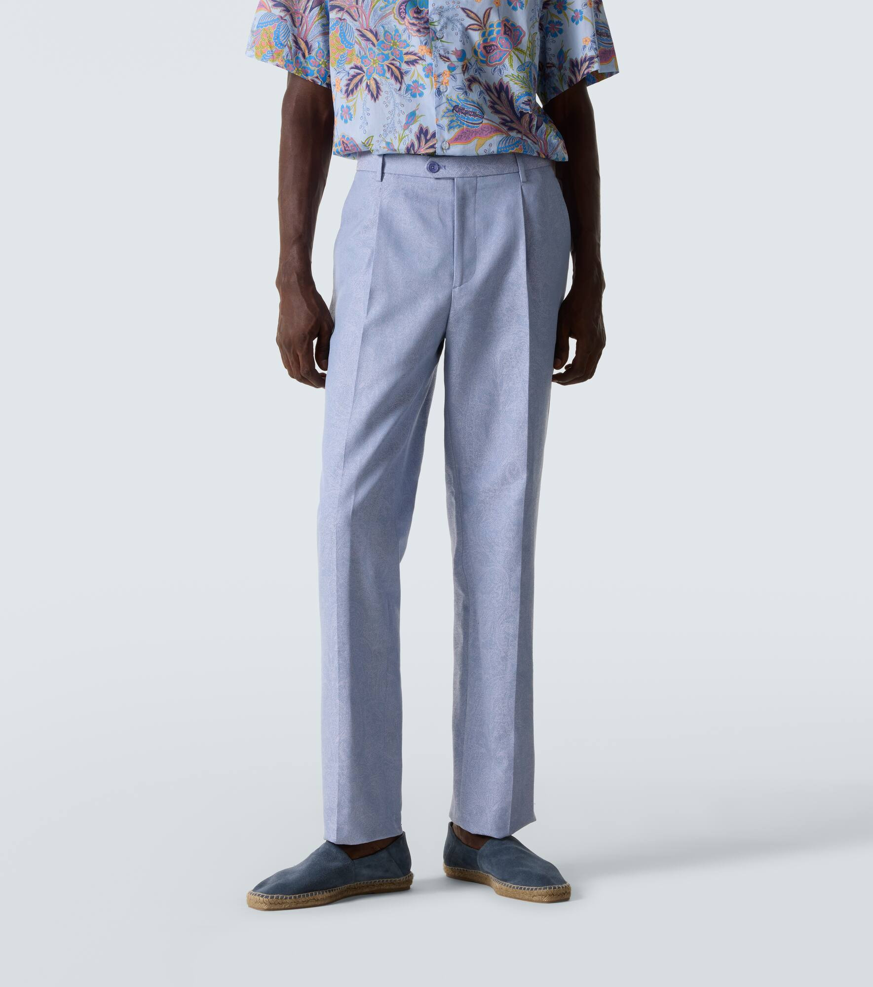 Paisley cotton jacquard straight pants - 3