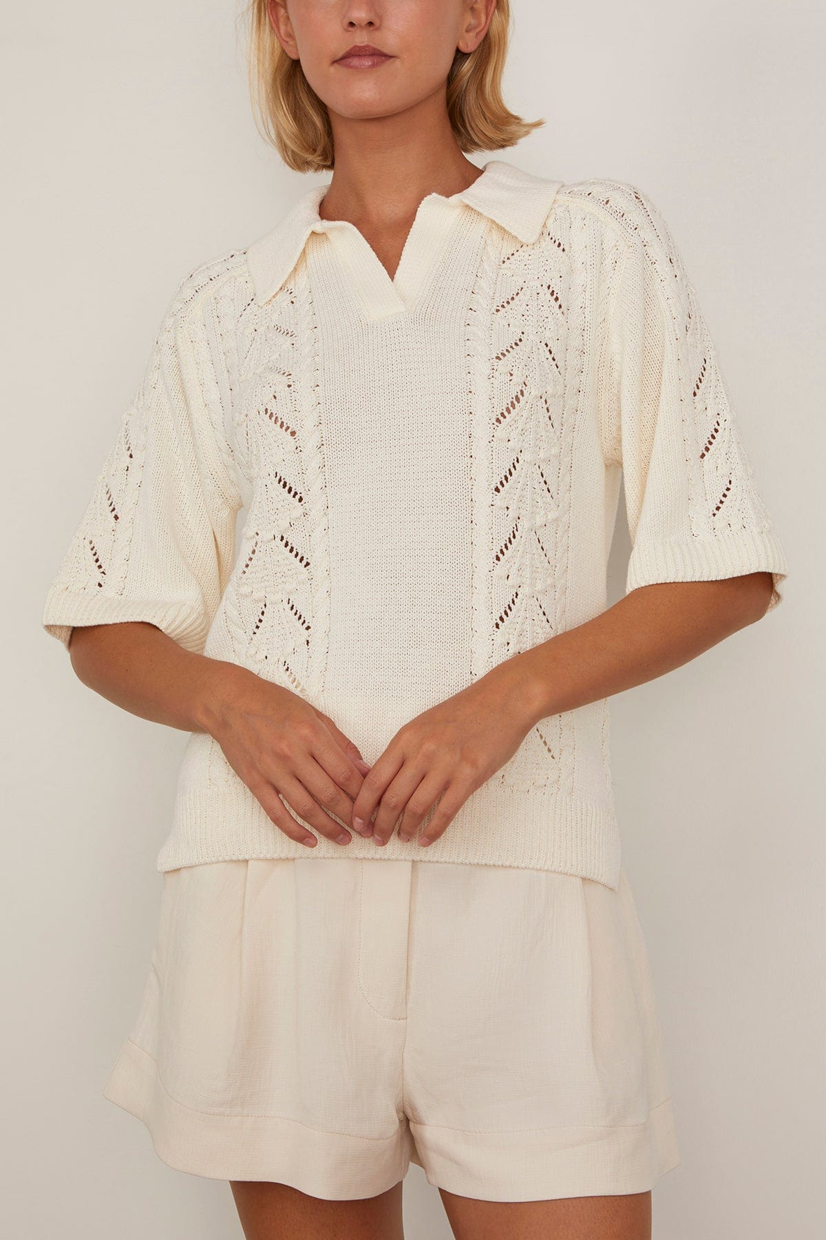 Kina Polo Sweater in Ivory - 3