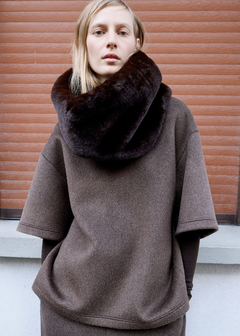 Delancey Mock Neck Wool Top - Brown Melange 5