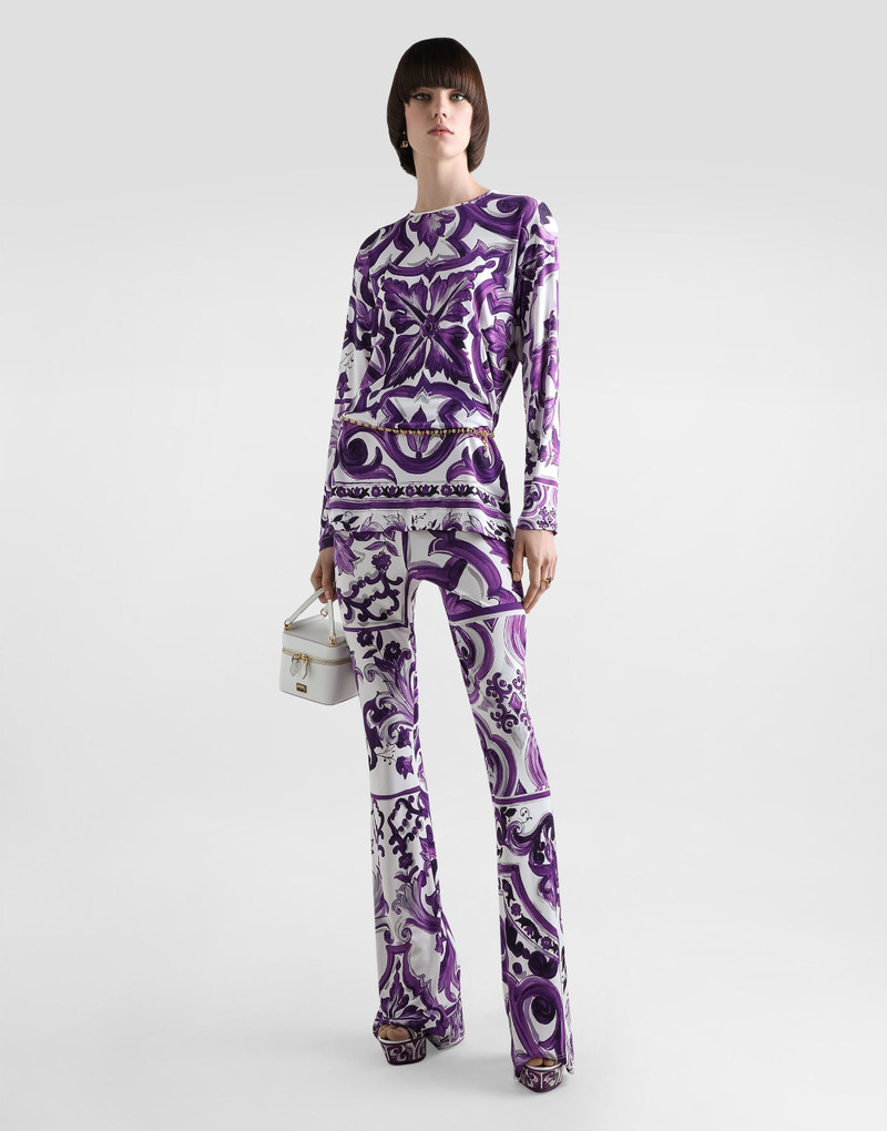 Dolce & Gabbana Majolica-print flared trousers outlook