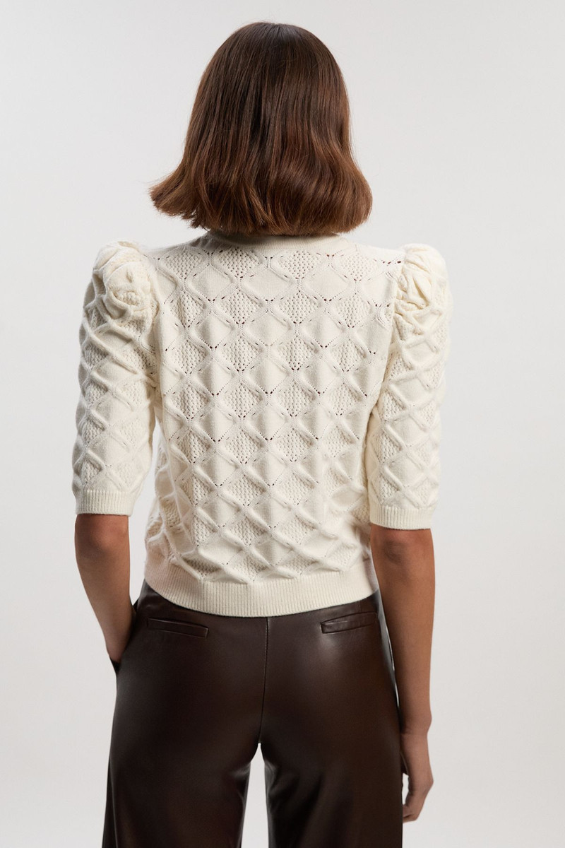Cable Stitch Puff Sleeve Top 5