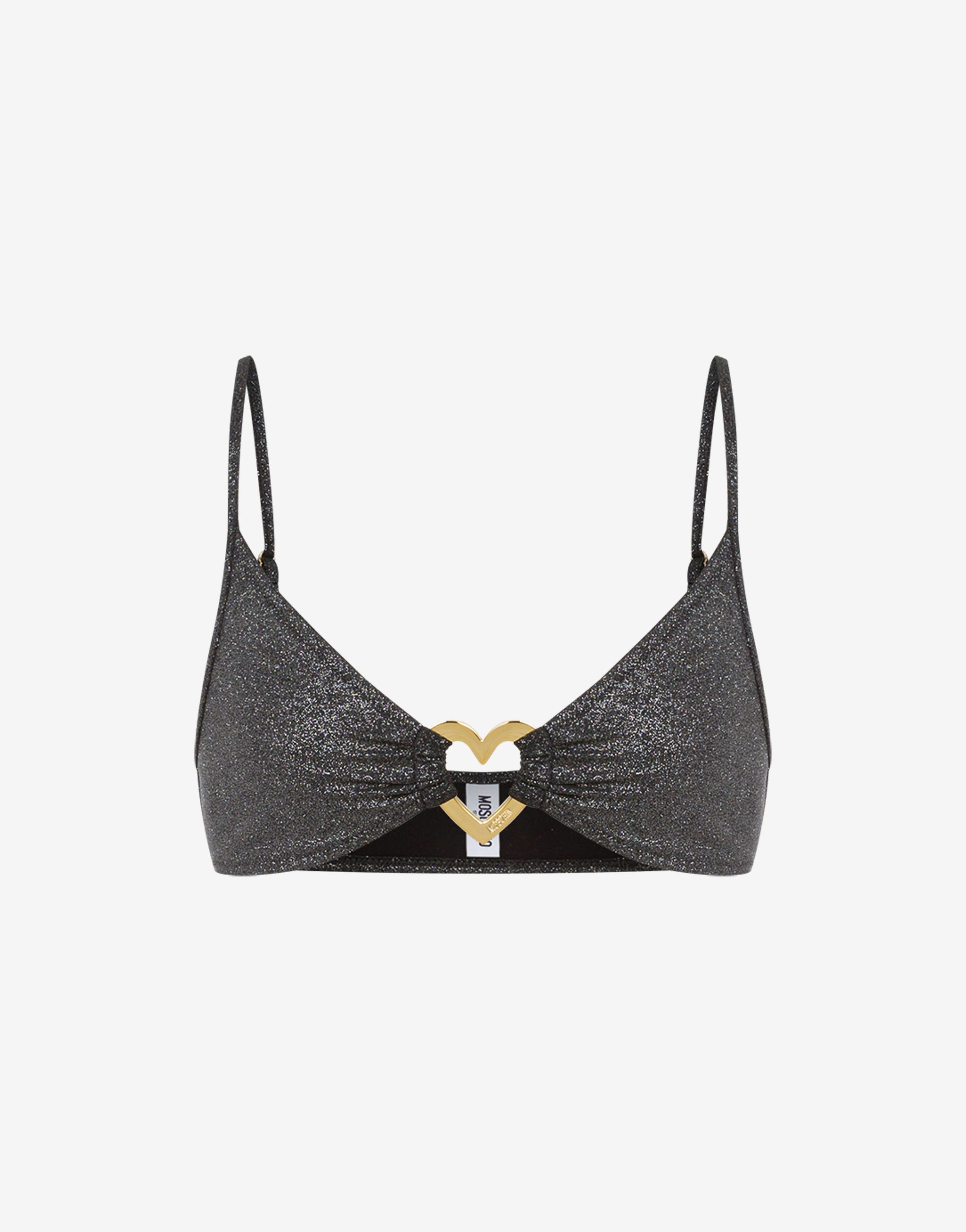 GLITTER METAL HEART BIKINI TOP - 1