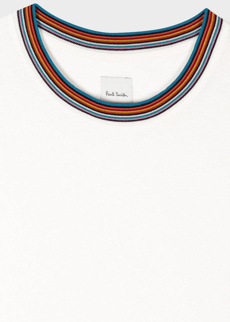 Paul Smith Women's White Cotton 'Signature Stripe' T-Shirt outlook
