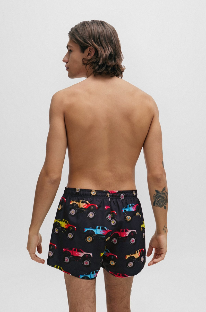 HUGO QUICK-DRY SWIM SHORTS WITH MONSTER-TRUCK PRINT outlook