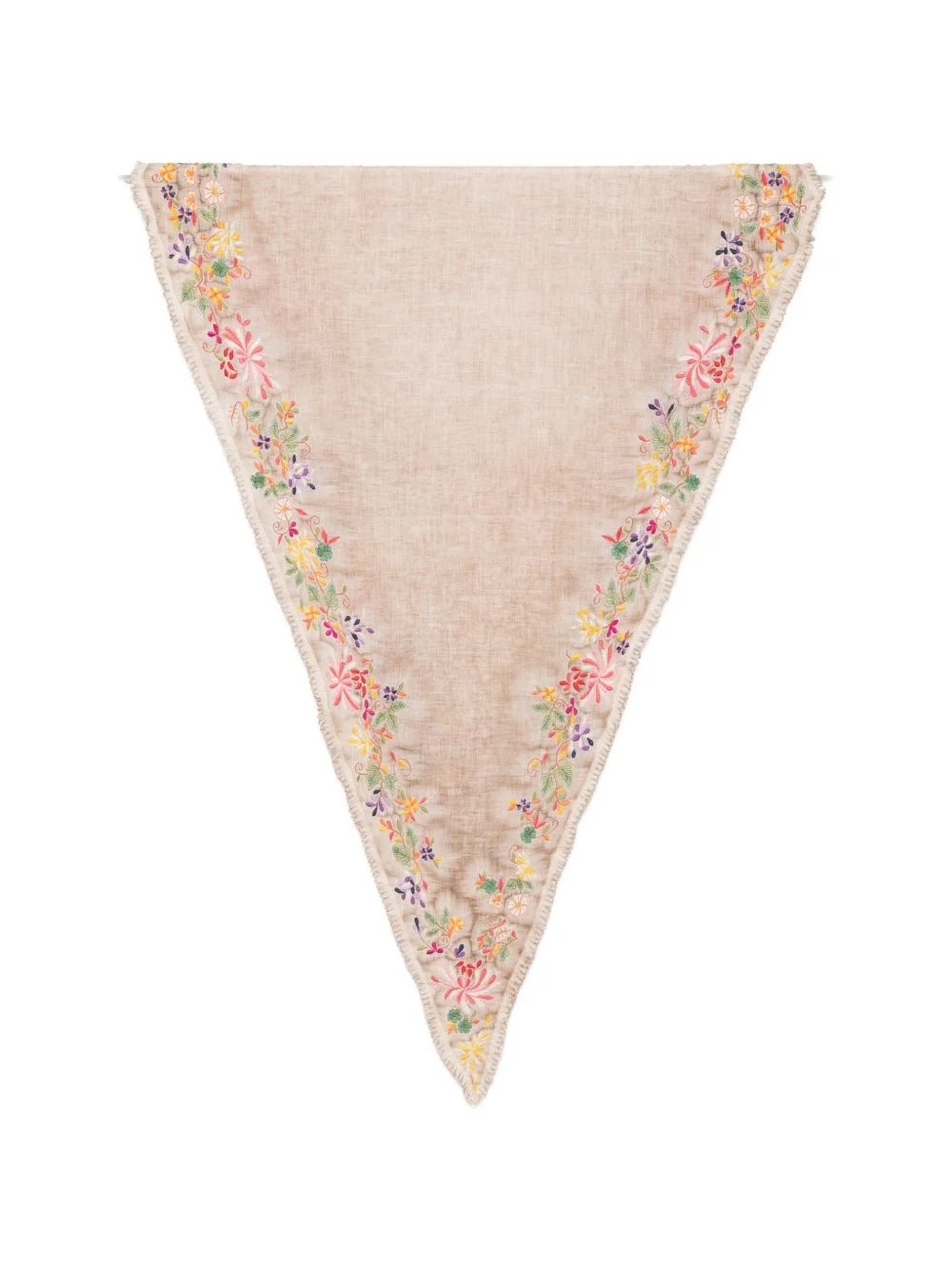 floral-embroidered frayed scarf - 1