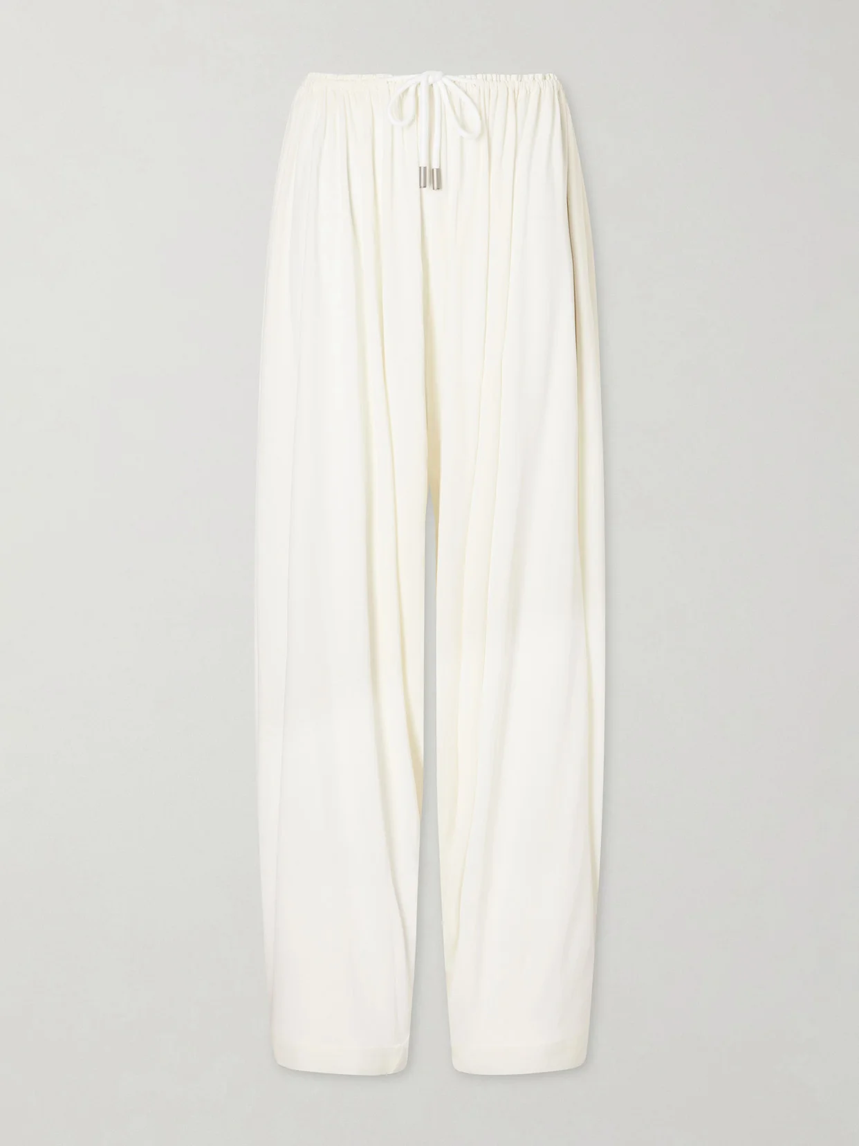 Gathered Satin Wide-leg Pants - 1