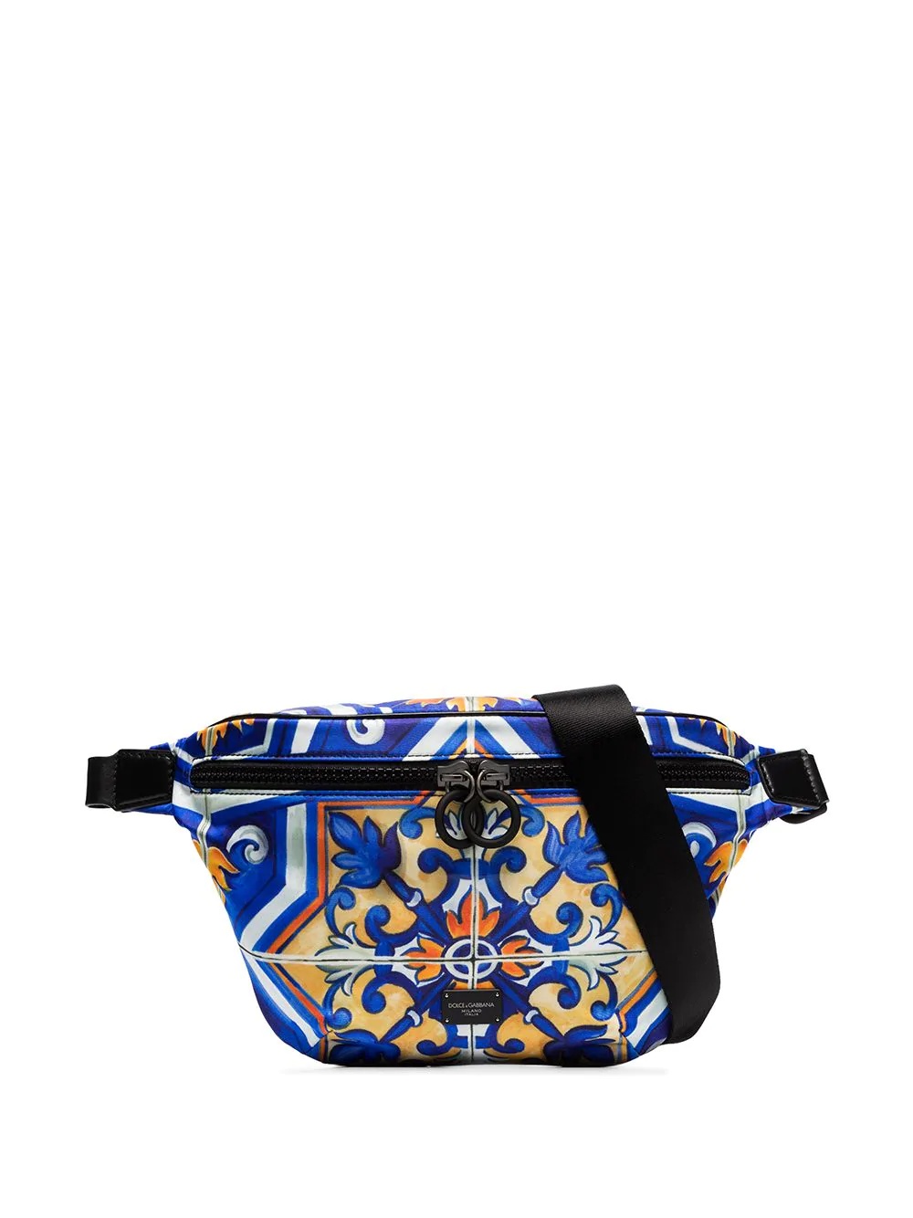 tile-print crossbody belt bag - 1