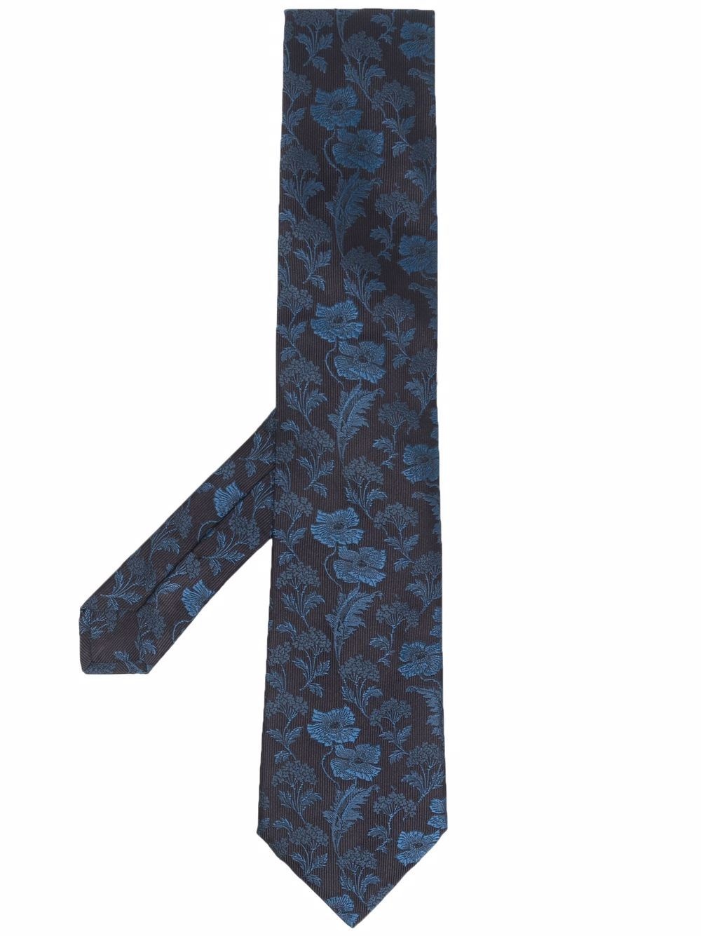 floral-embroidered silk tie - 1