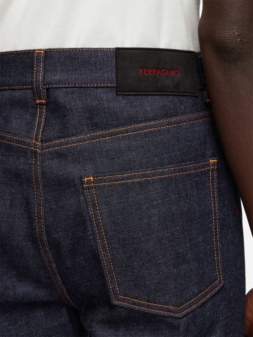 logo-appliquÃ© contrast-stitching straight-leg jeans - 5