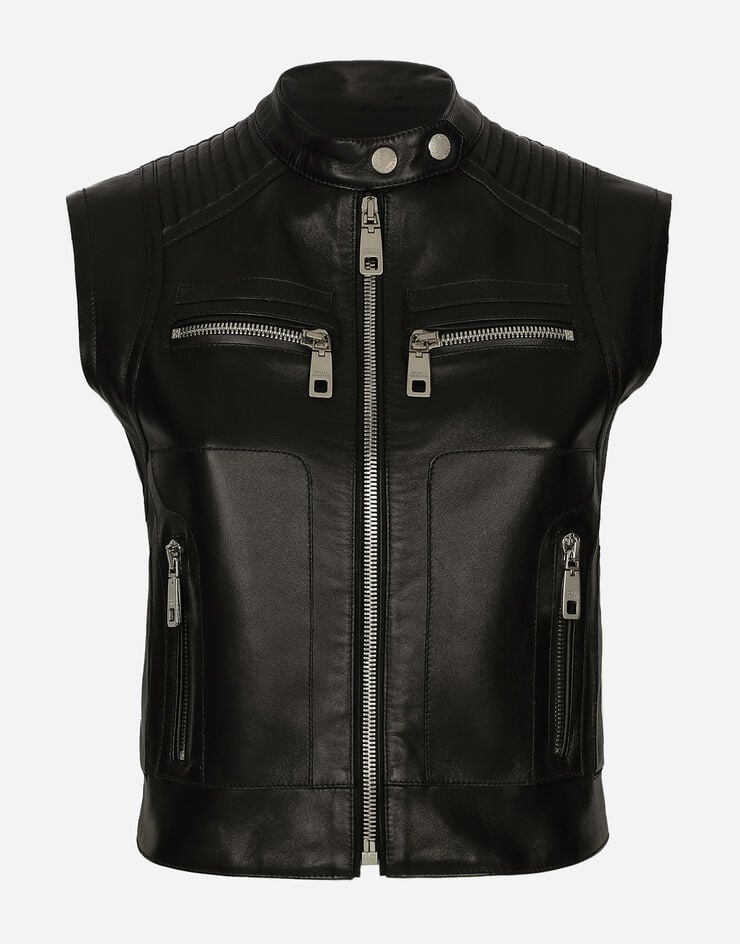 Zip-up leather vest - 1