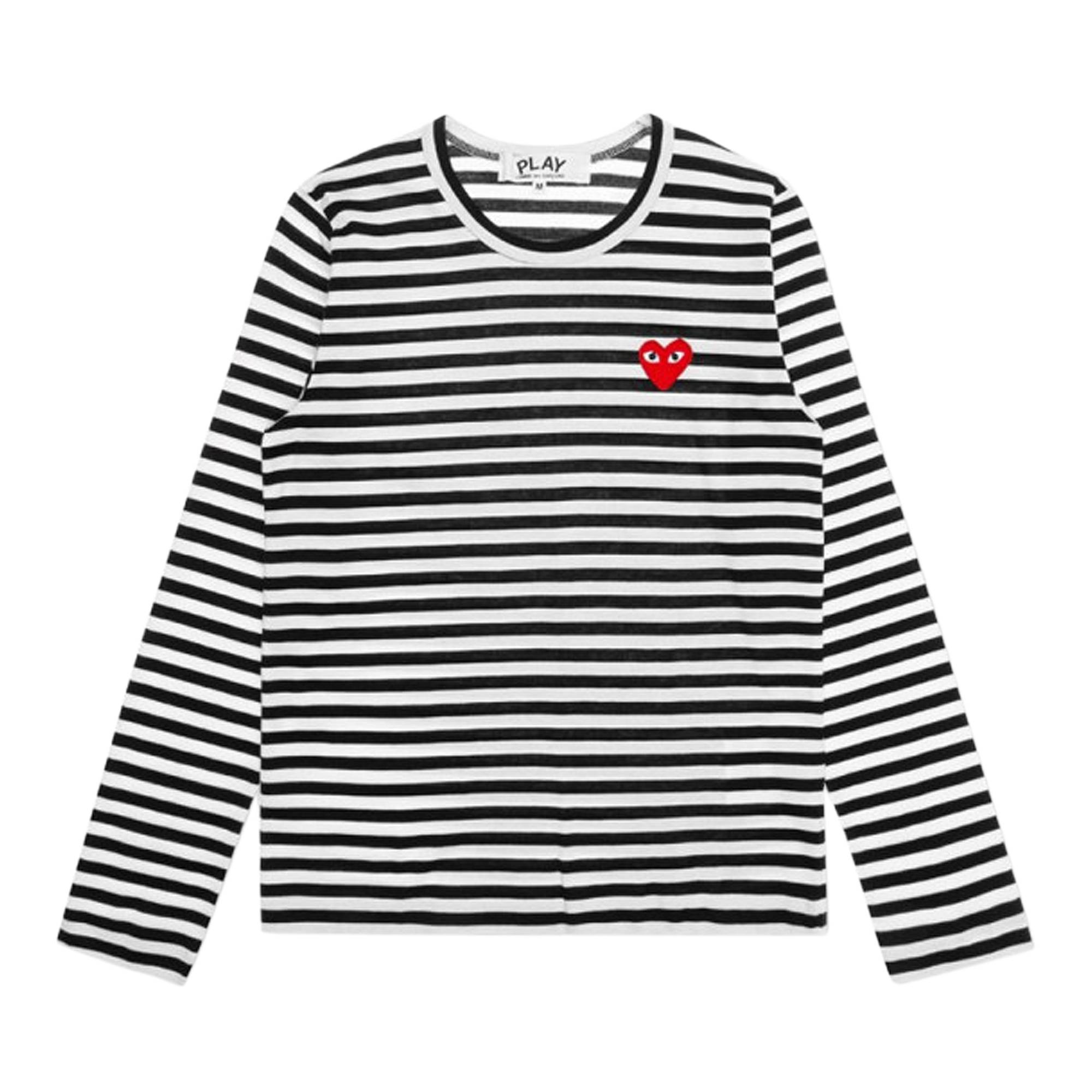 Comme Des Garçons Play Striped Heart Long-Sleeve T-Shirt 'Black/White' - 1