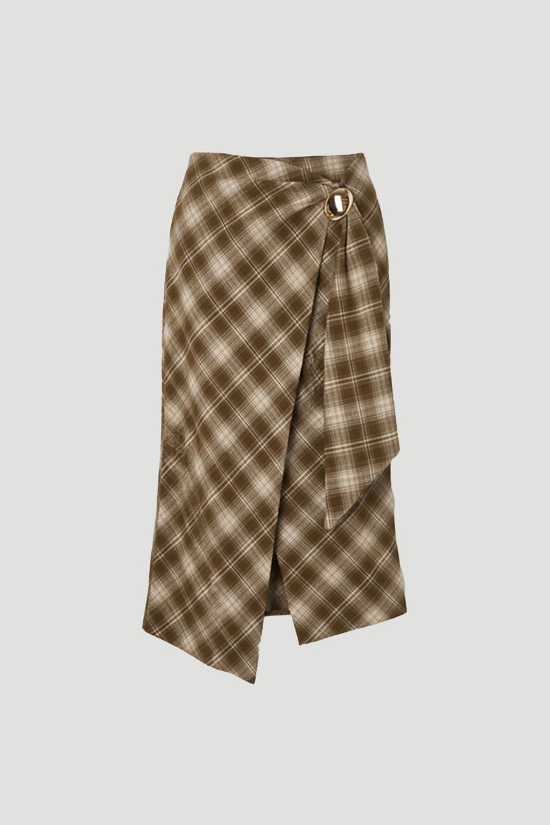 Plus Size Tailored Check Trim Detail Midi Skirt 4