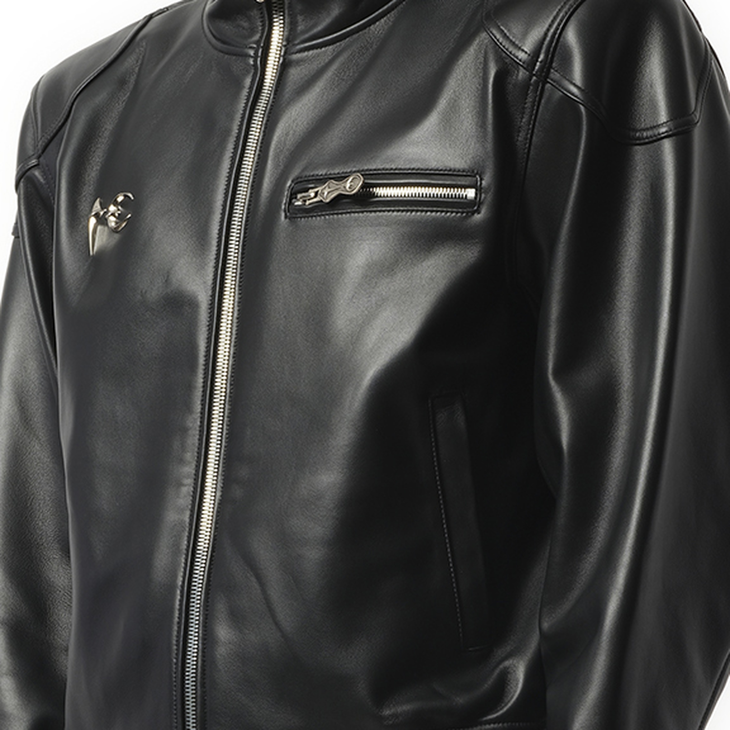 Slim Rock Leather Jacket in Black - 3