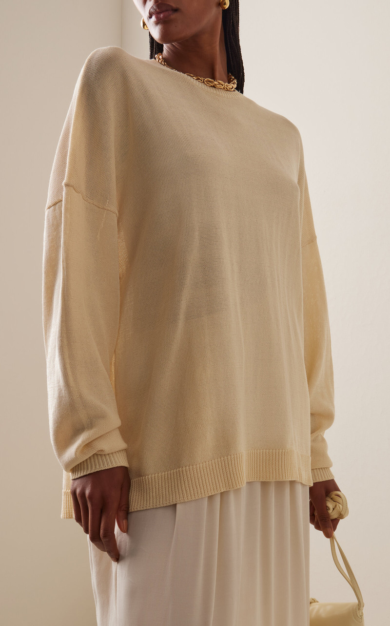 The Frankie Shop Basel Cotton-Blend Sweater yellow outlook