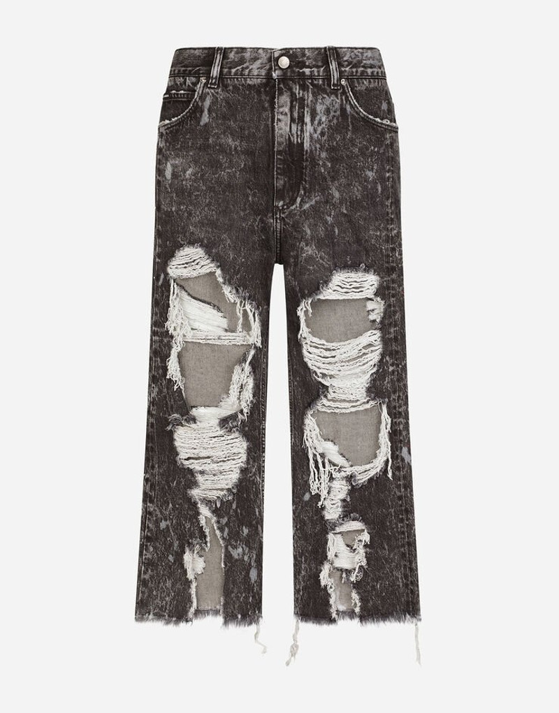 Loose gray wash jeans with maxi-rips 3