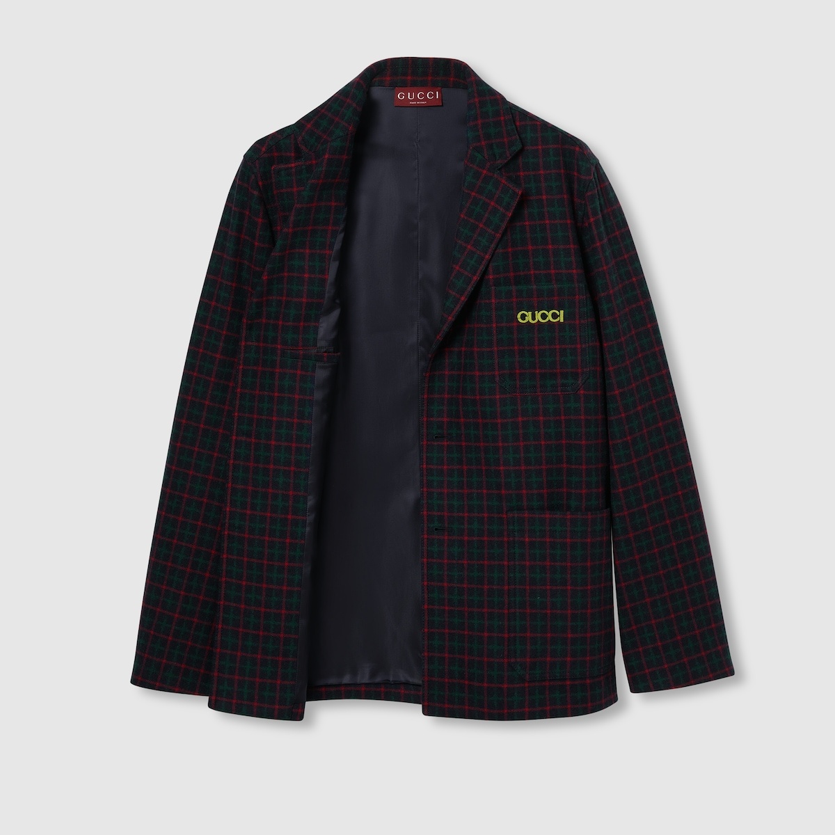 Embroidered check wool flannel jacket - 8