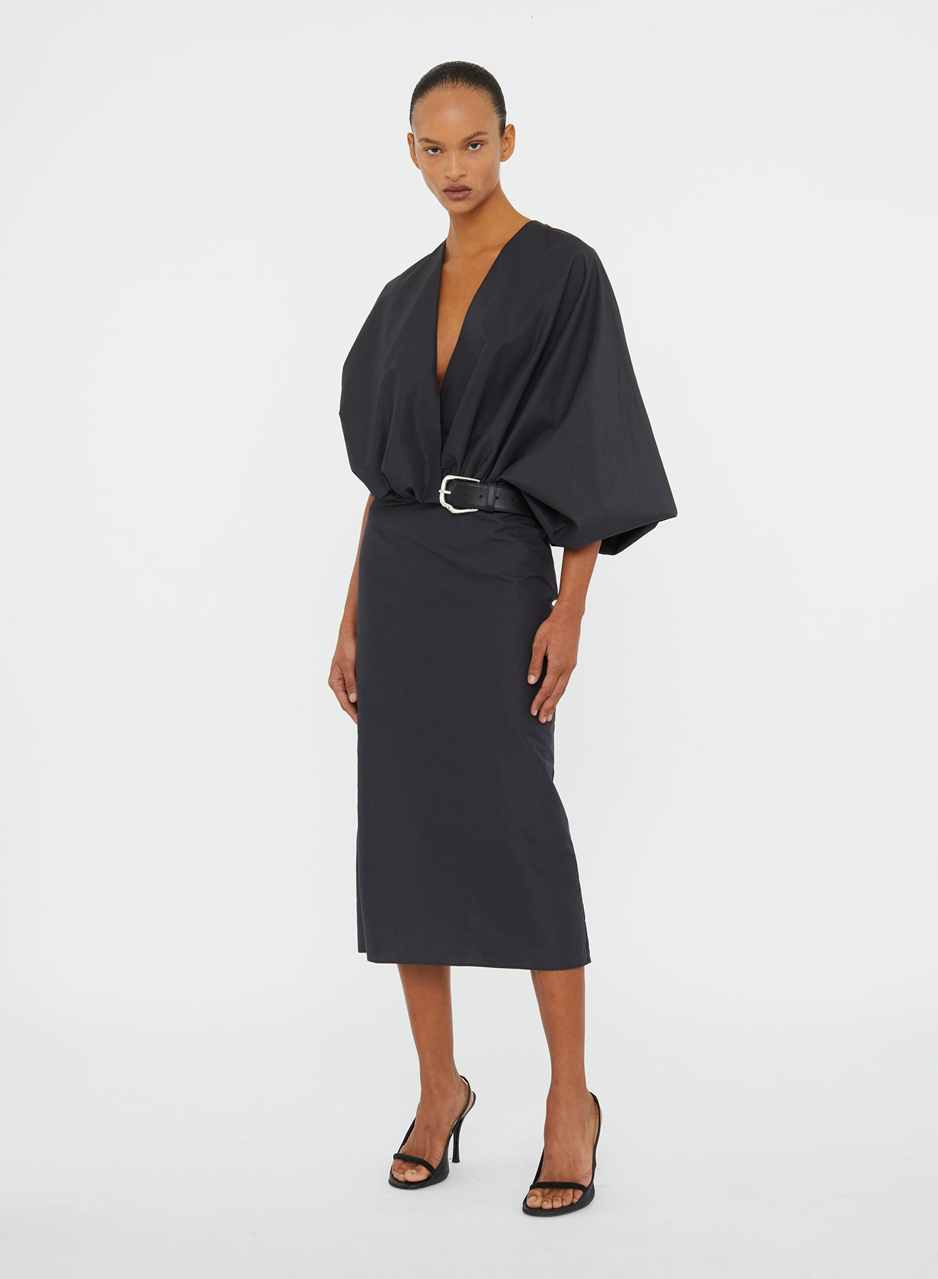 Swaddled Belted Taffeta Dress - 3