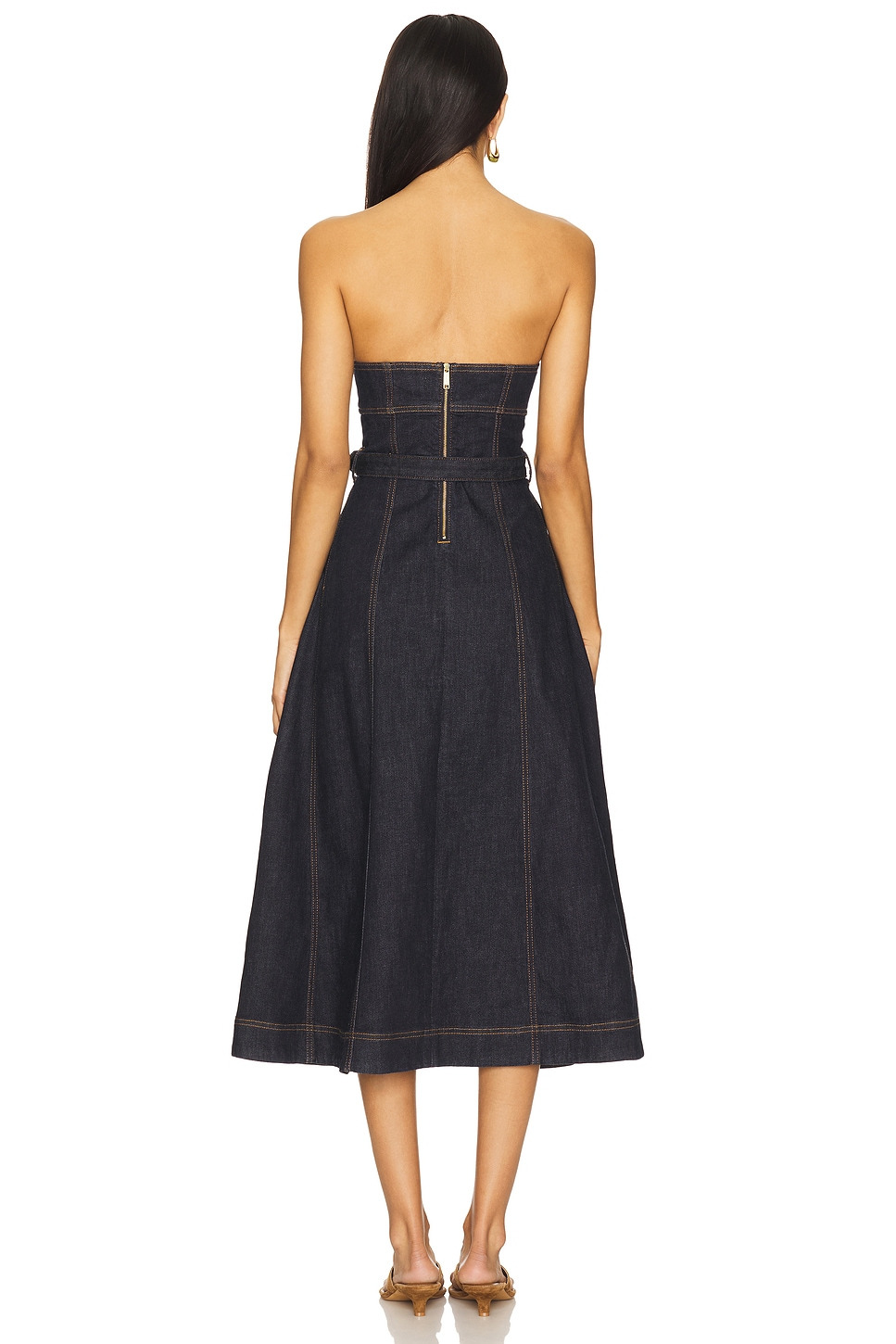 Denim Bandeau Midi Dress - 3