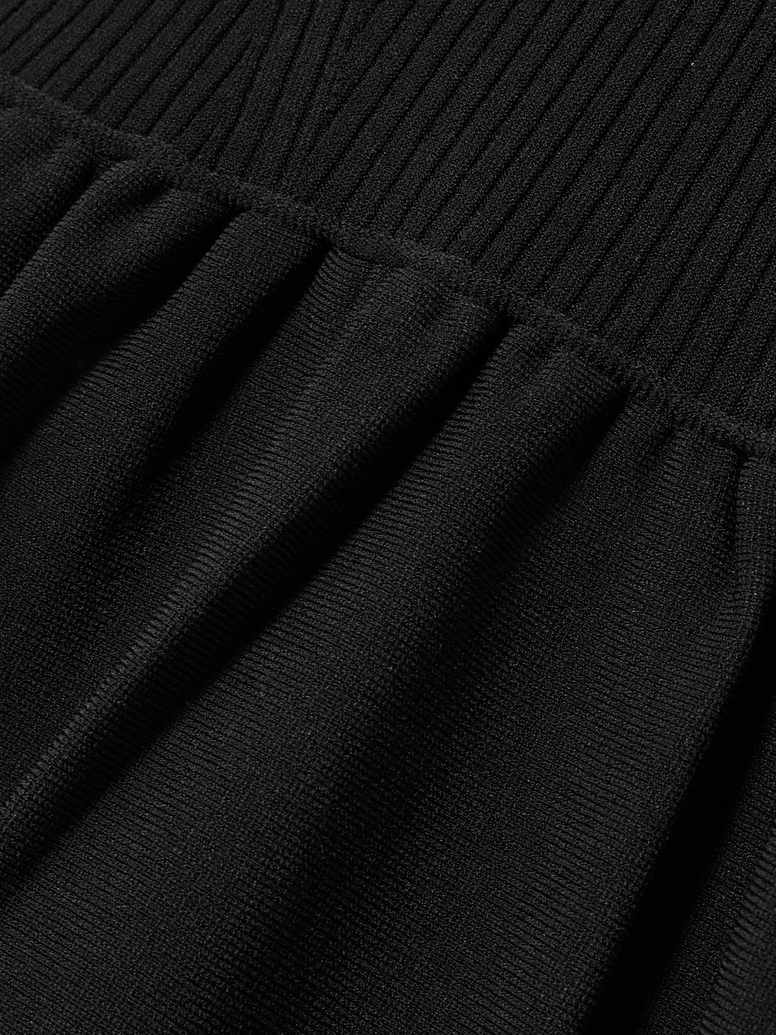 Rosaline ribbed-knit and broderie anglaise jersey midi dress Black - 4