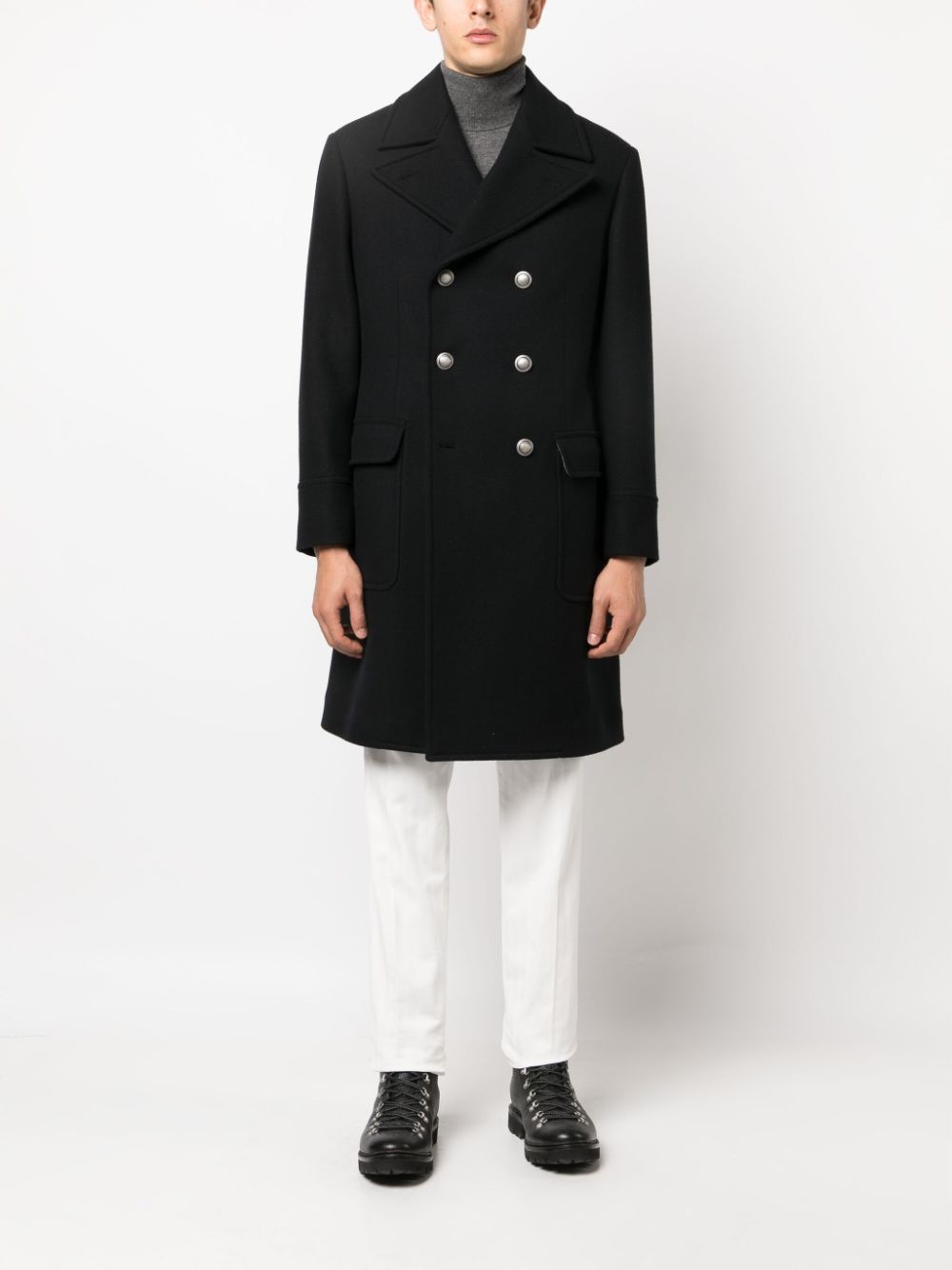 double-breasted wool-blend coat - 2