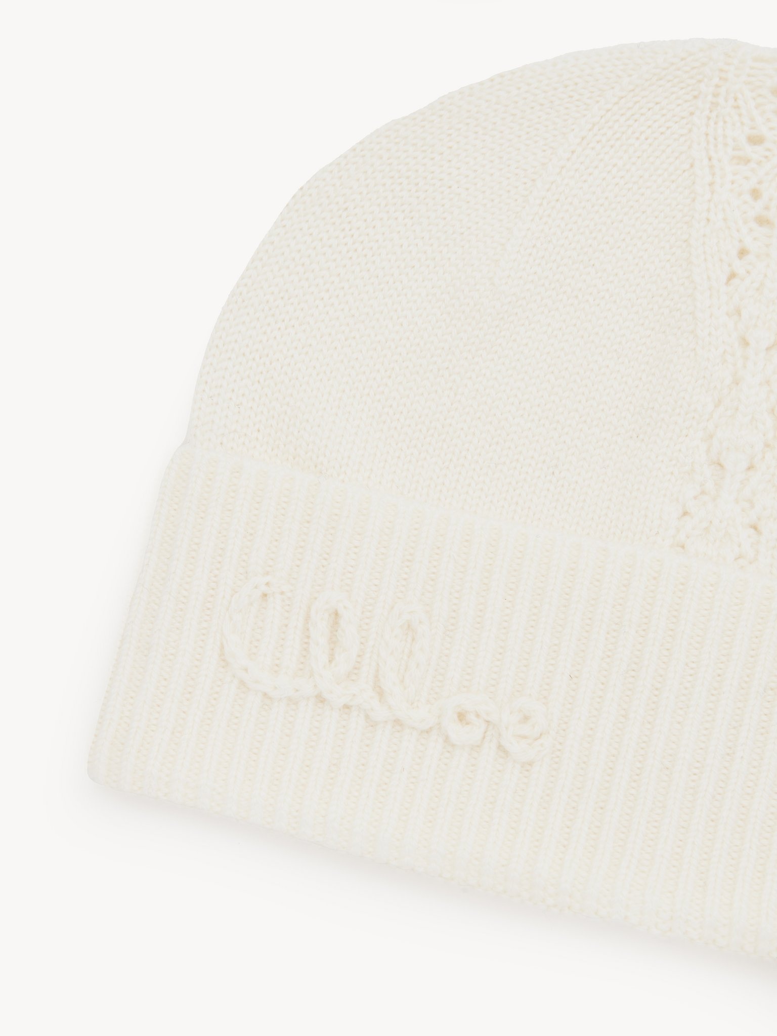 THE CHLOÉ LACE KNIT BEANIE IN WOOL & LACE JACQUARD - 3