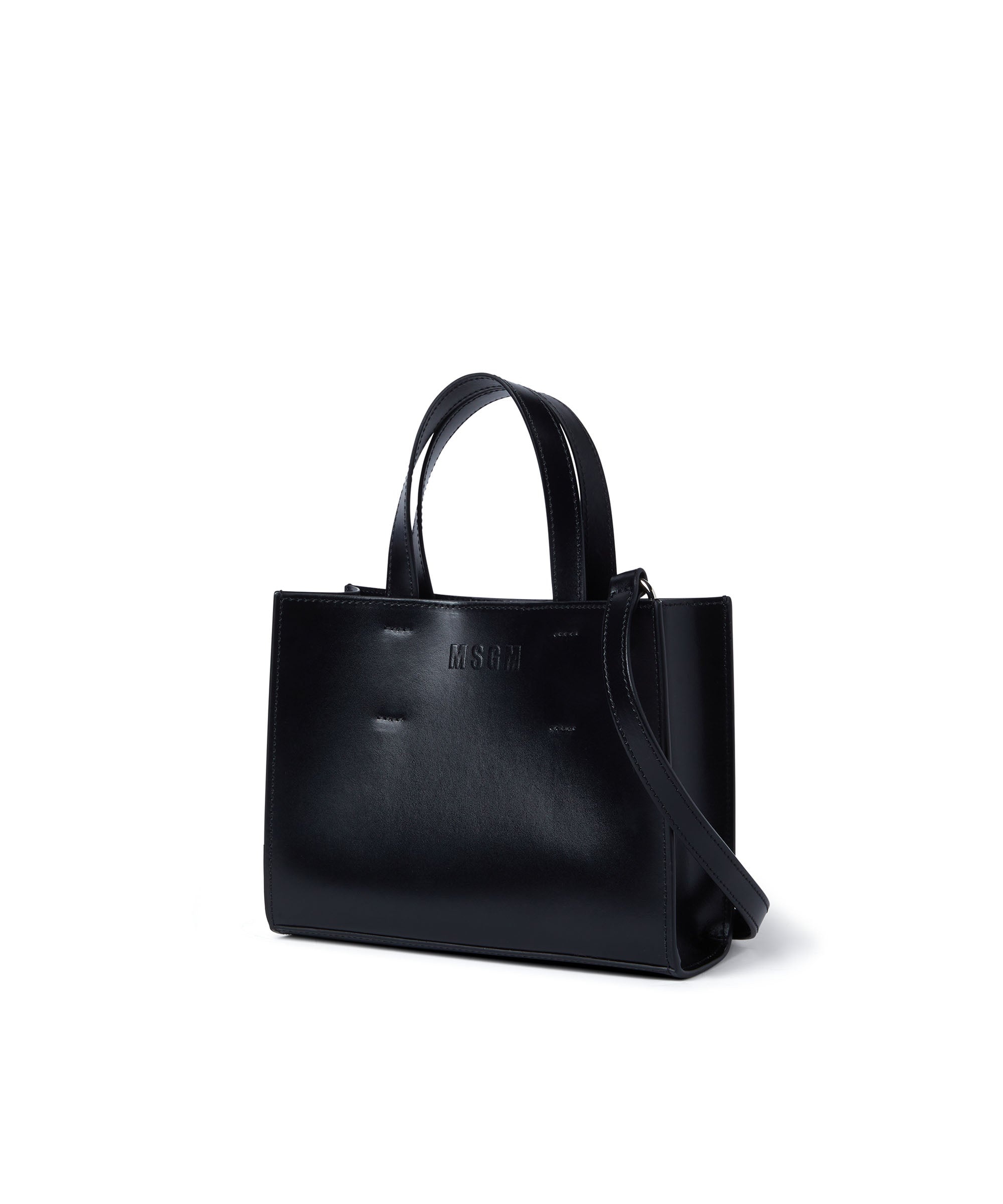 Faux leather mini tote bag with micro logo - 3