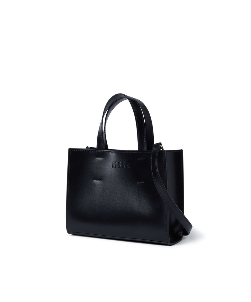 Faux leather mini tote bag with micro logo 3