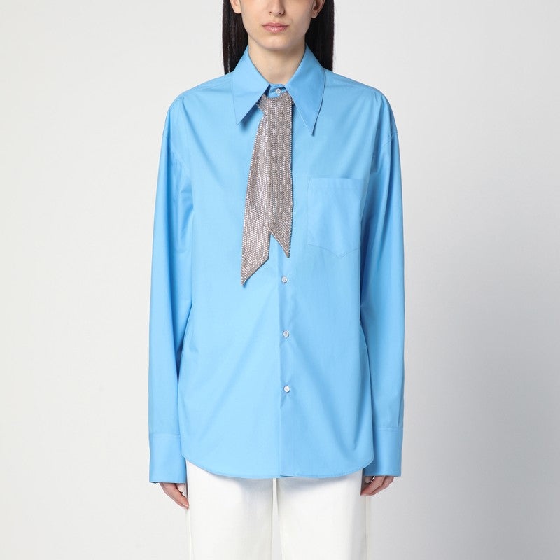 Giuseppe Di Morabito - Giuseppe di Morabito Light blue shirt with rhinestone scarf - 1