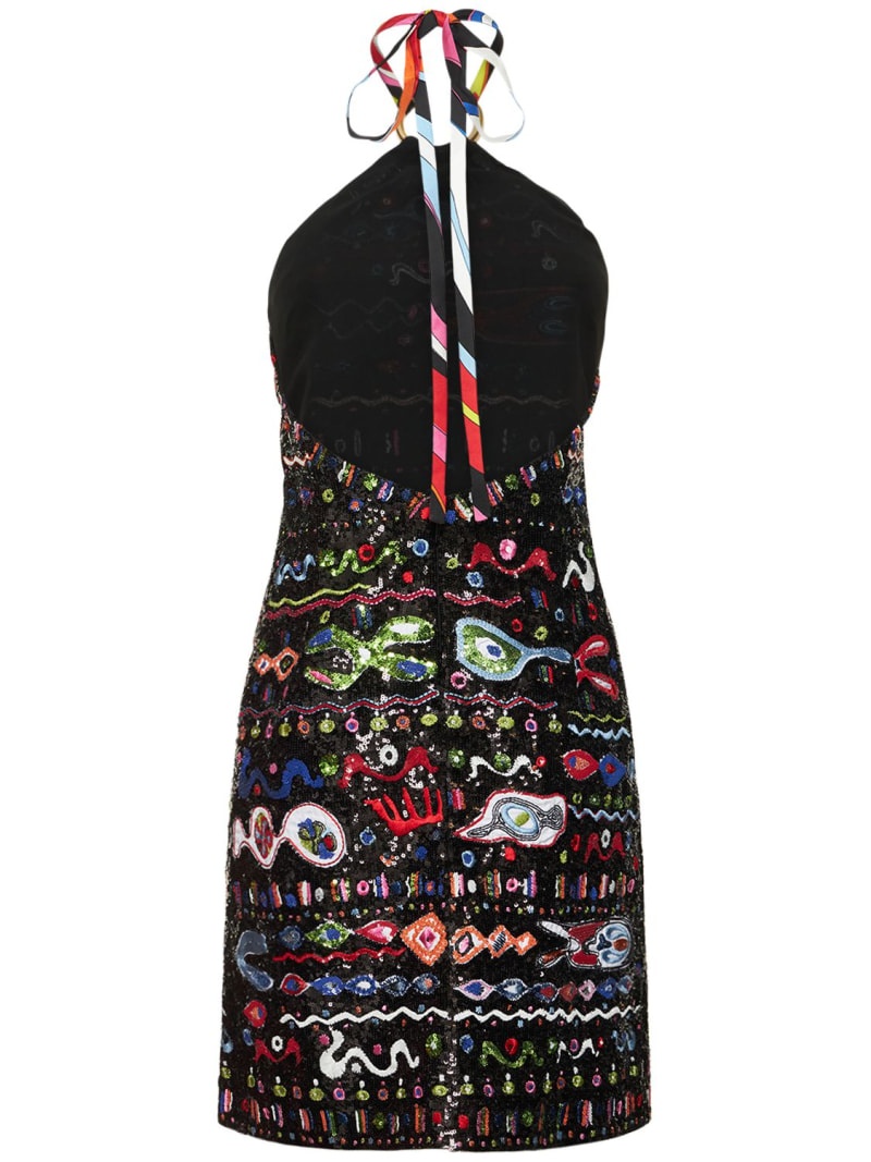 Georgette sequin halter neck mini dress - 5