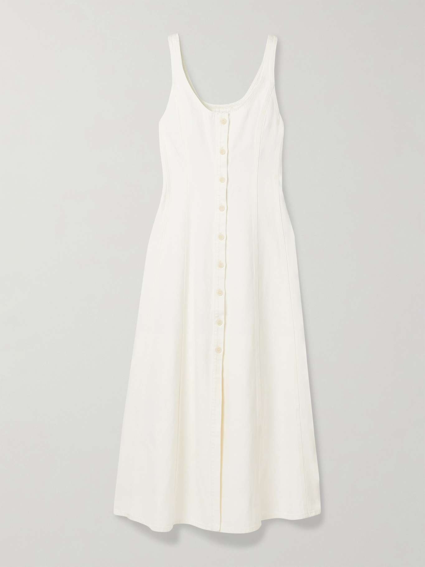 Rosetta paneled denim midi dress Off-white - 1