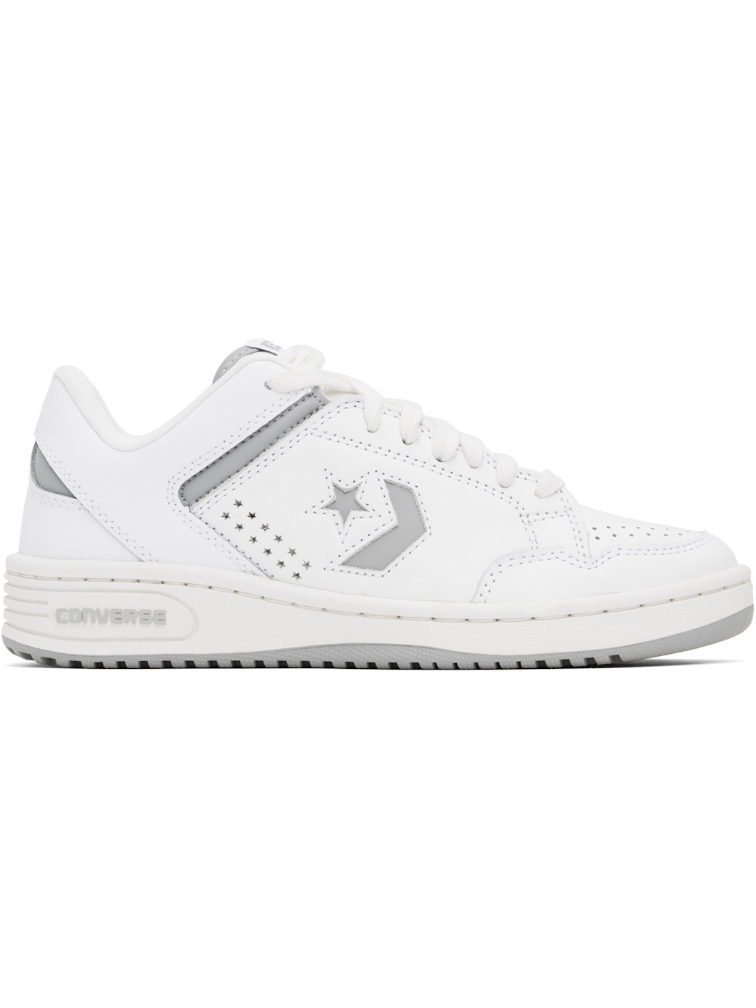 White & Gray Weapon Leather Low Top Sneakers - 1