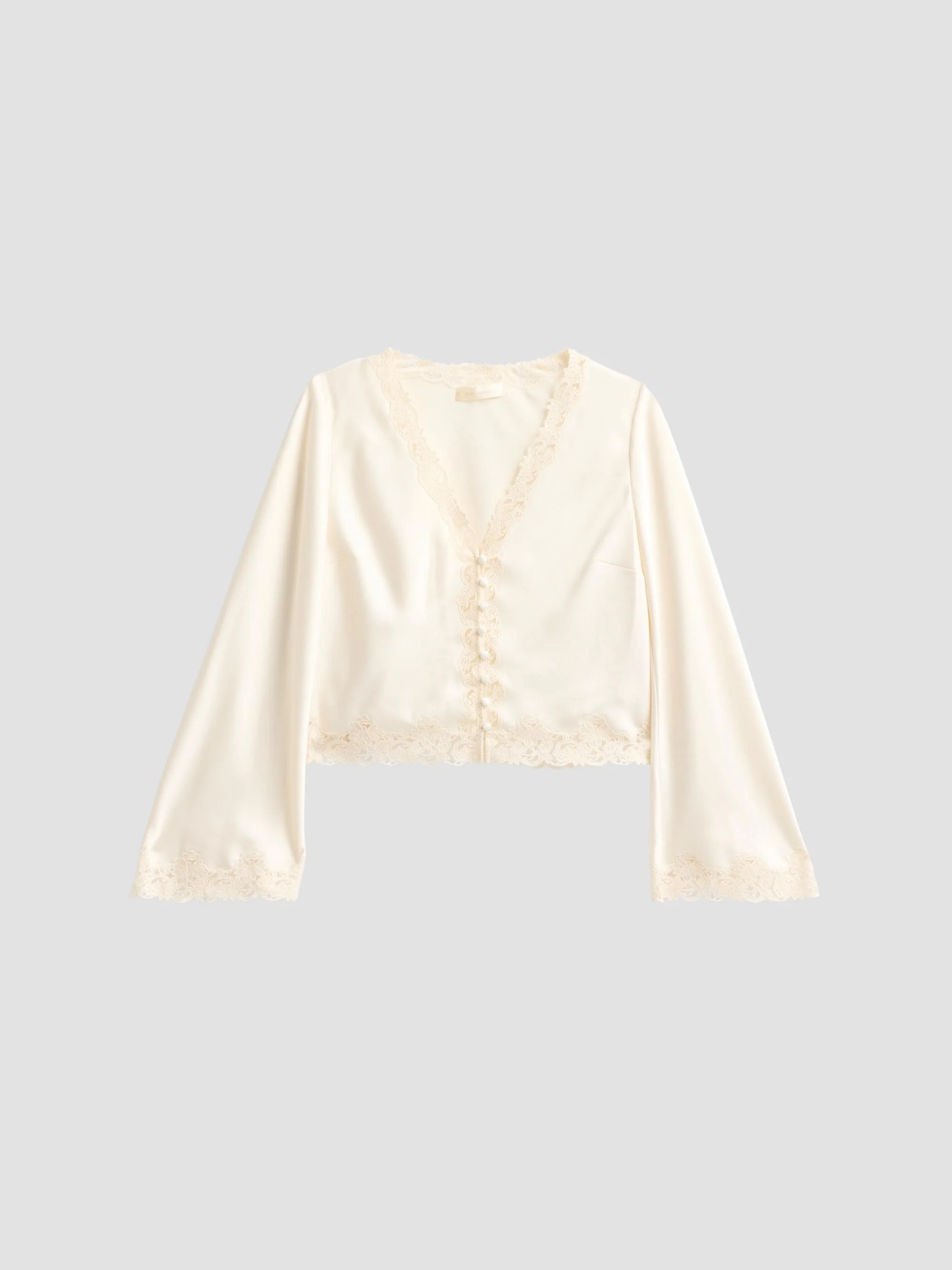 Women's Fioretta Lace-Trim Satin Top - Alabaster Glow - 1