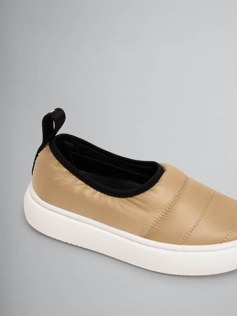 BEIGE PADDED NYLON SLIP-ON SNEAKER 4
