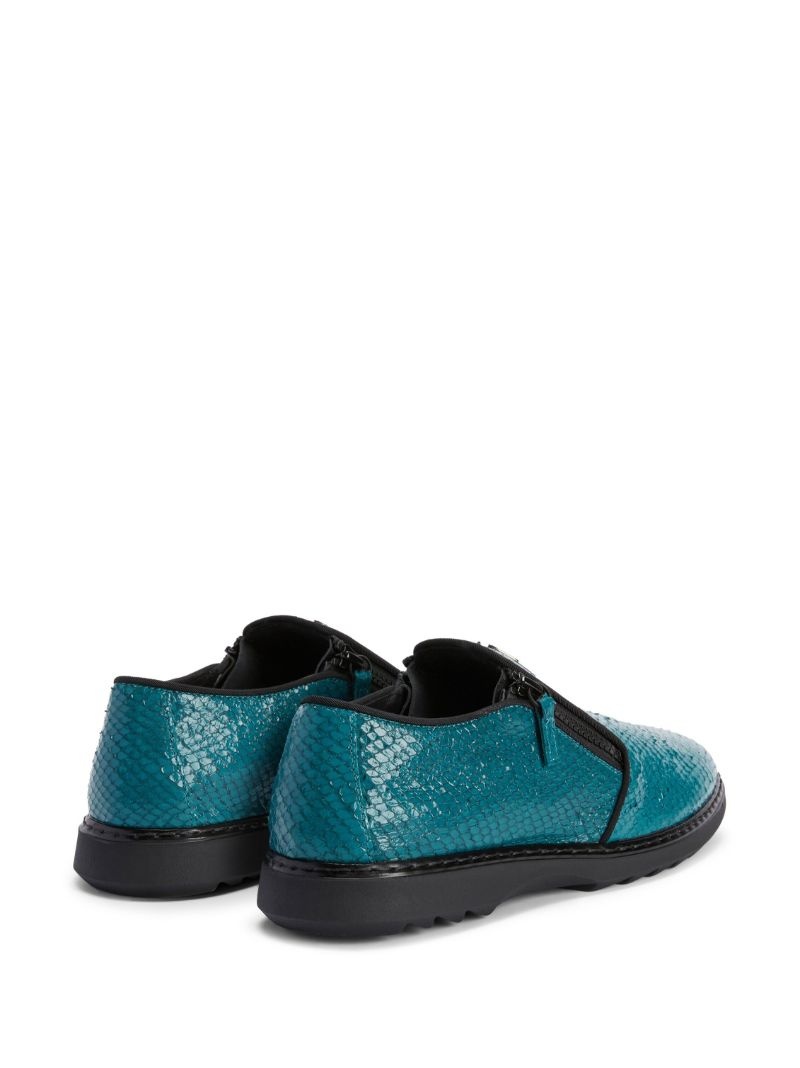 snake-skin effect leather loafers - 3