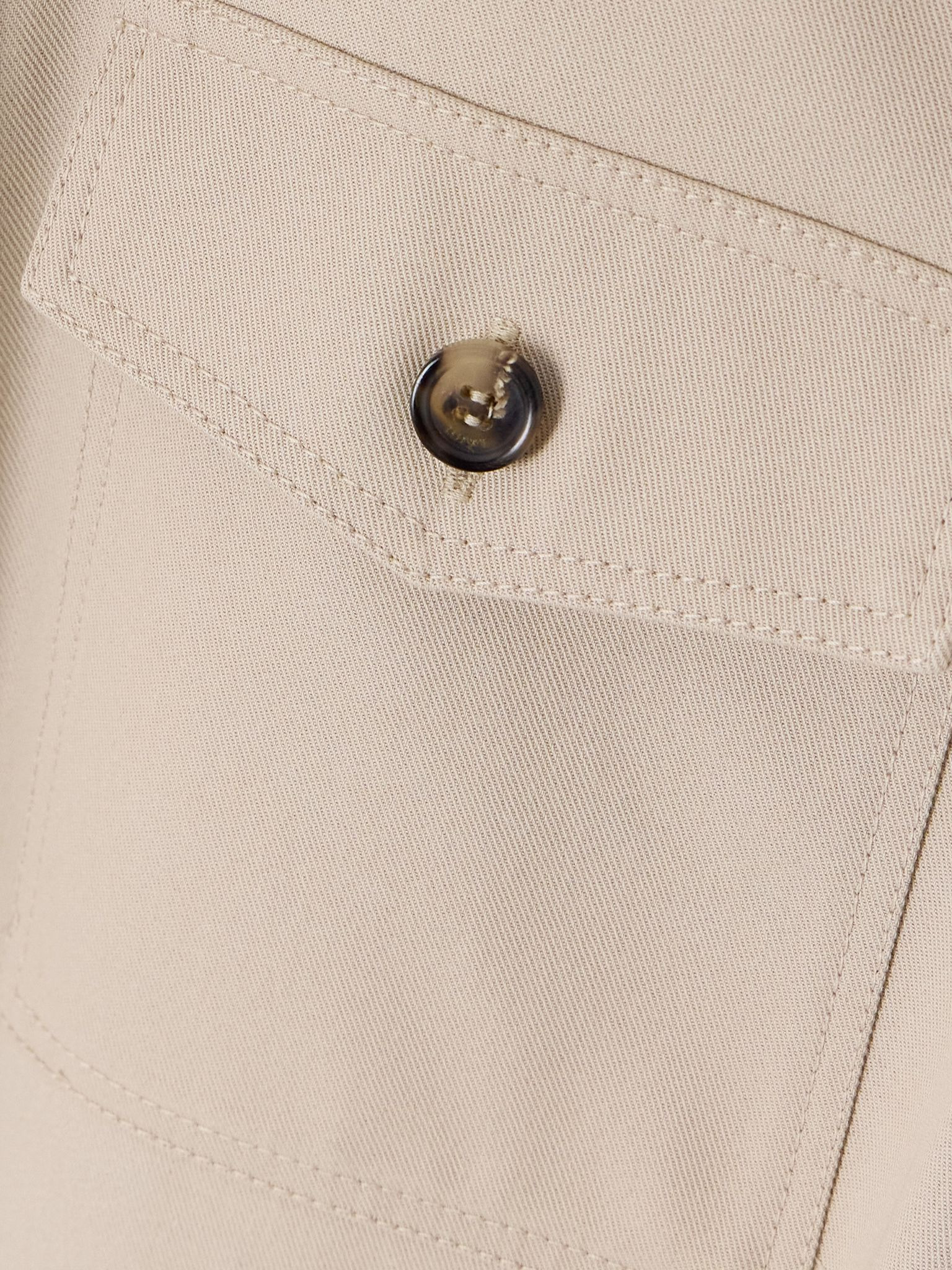 Cotton-twill mini shirt dress Beige - 4