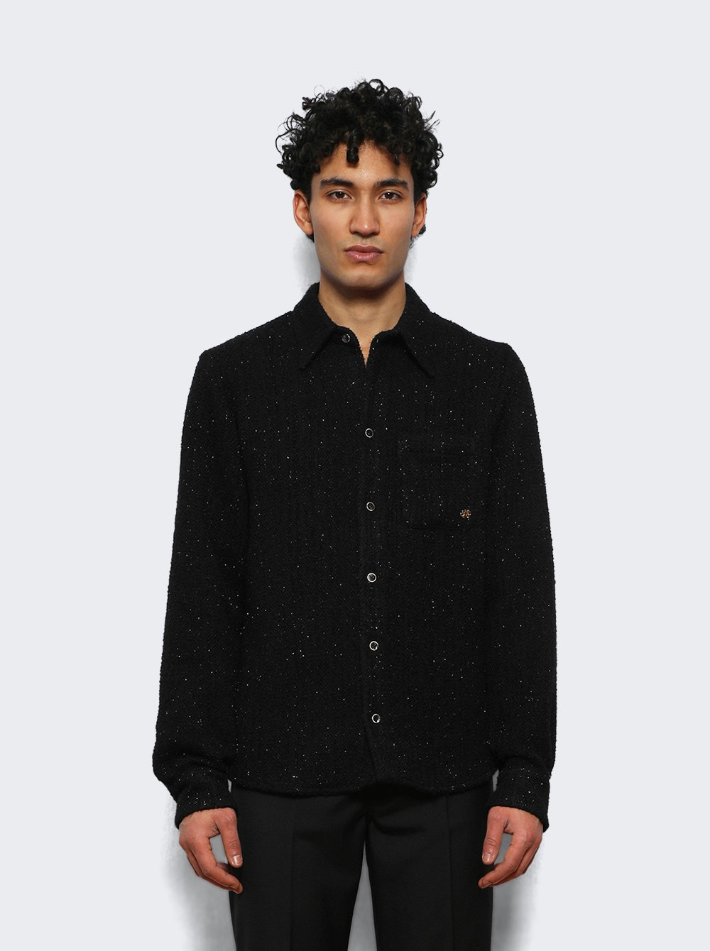 Shimmer Boucle Long Sleeve Shirt Black - 2
