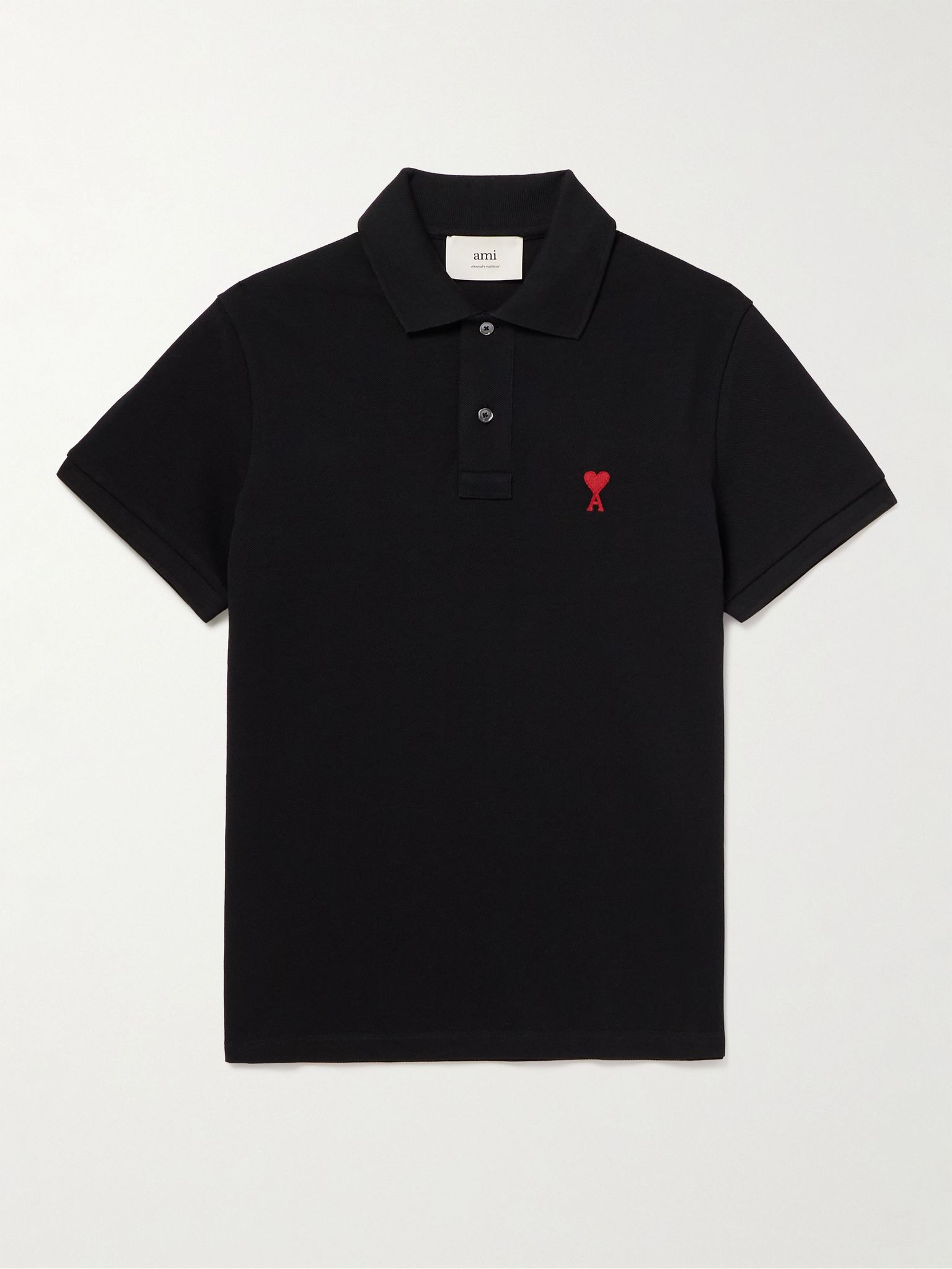 Logo-Embroidered Organic Cotton-Piqué Polo Shirt Black - 1