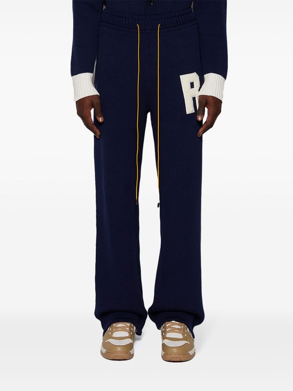 letter-patch drawstring trousers - 3