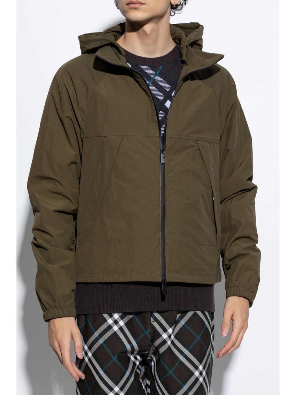 logo-print zipped hooded jacket - 3