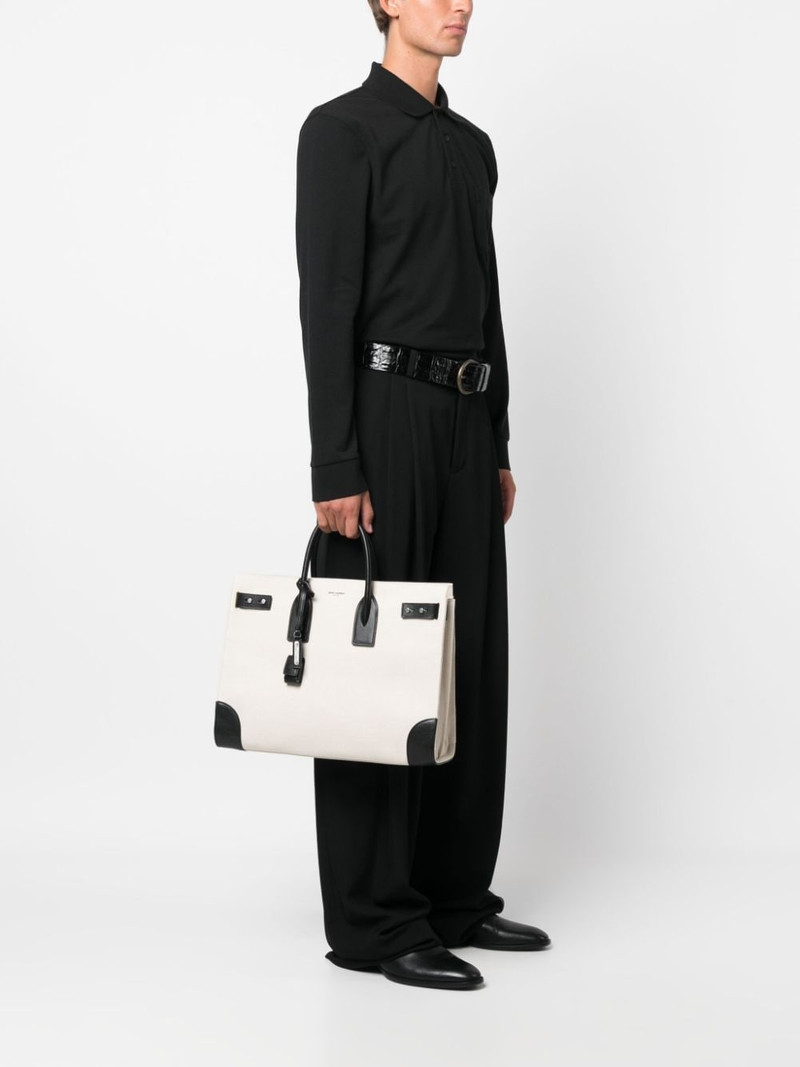 SAINT LAURENT large Sac De Jour canvas tote bag outlook