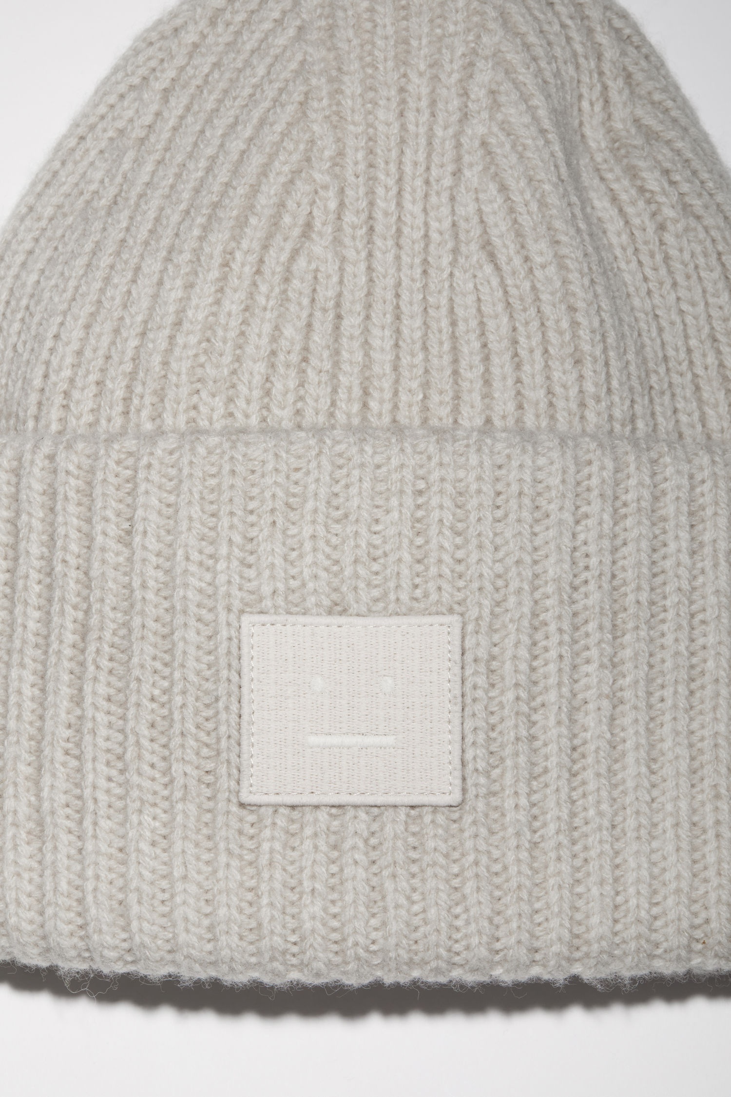 Rib knit beanie hat light grey melange - 4