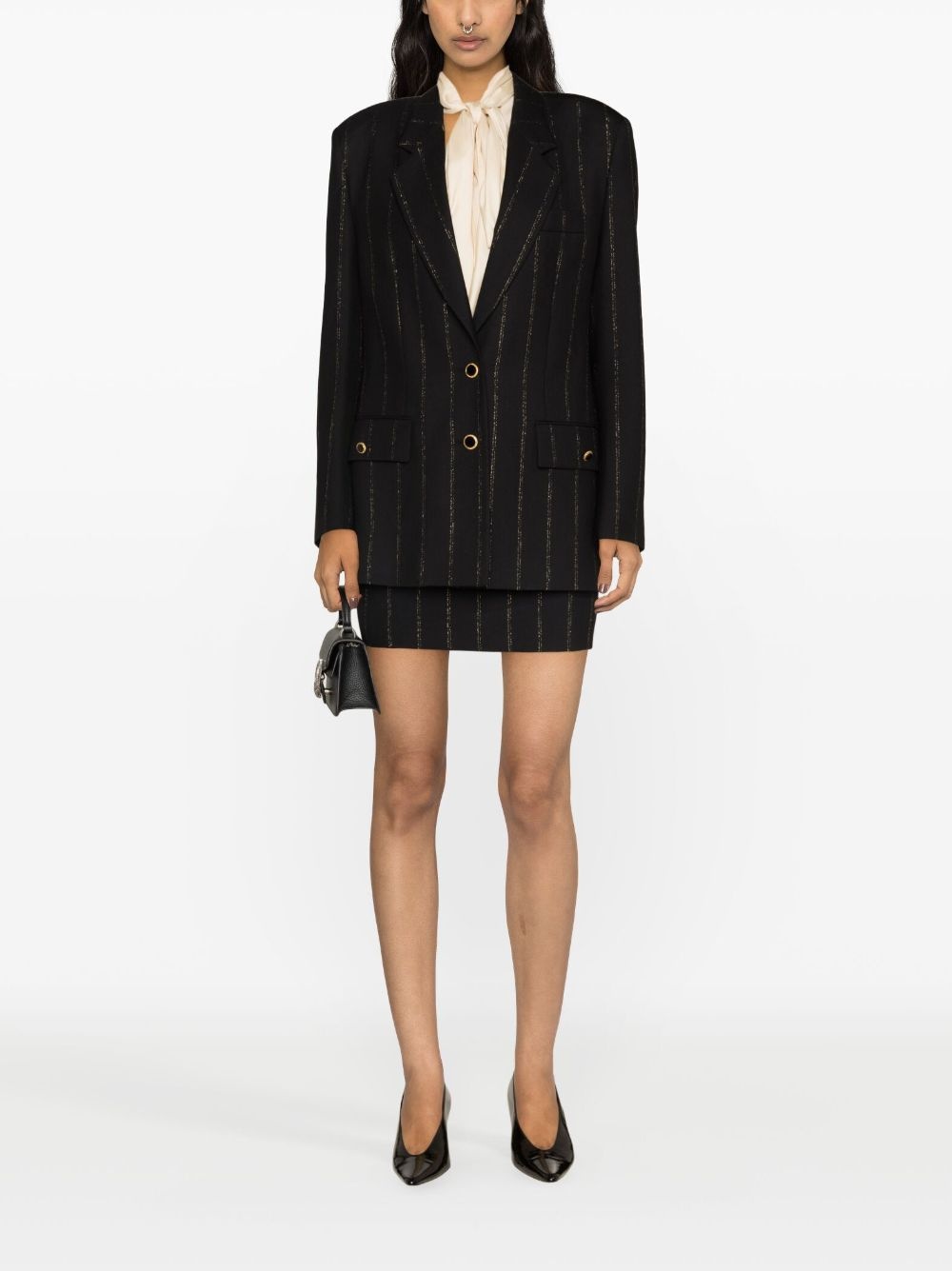 striped single-breasted blazer - 2