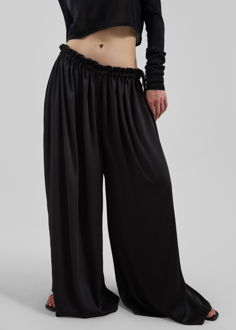 Arleth Satin Sheer Drawstring Pants - Black 6