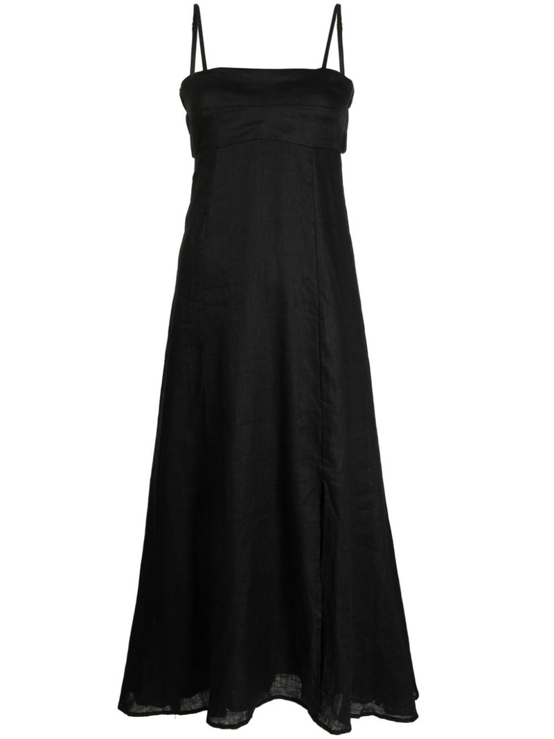 square-neck linen midi dress 1