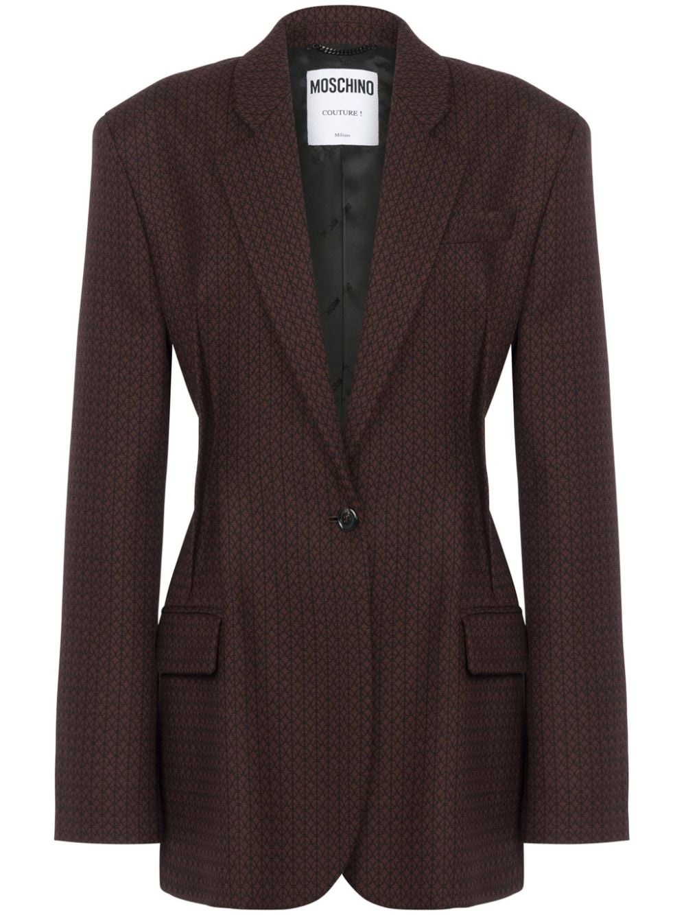logo print virgin wool blazer - 1
