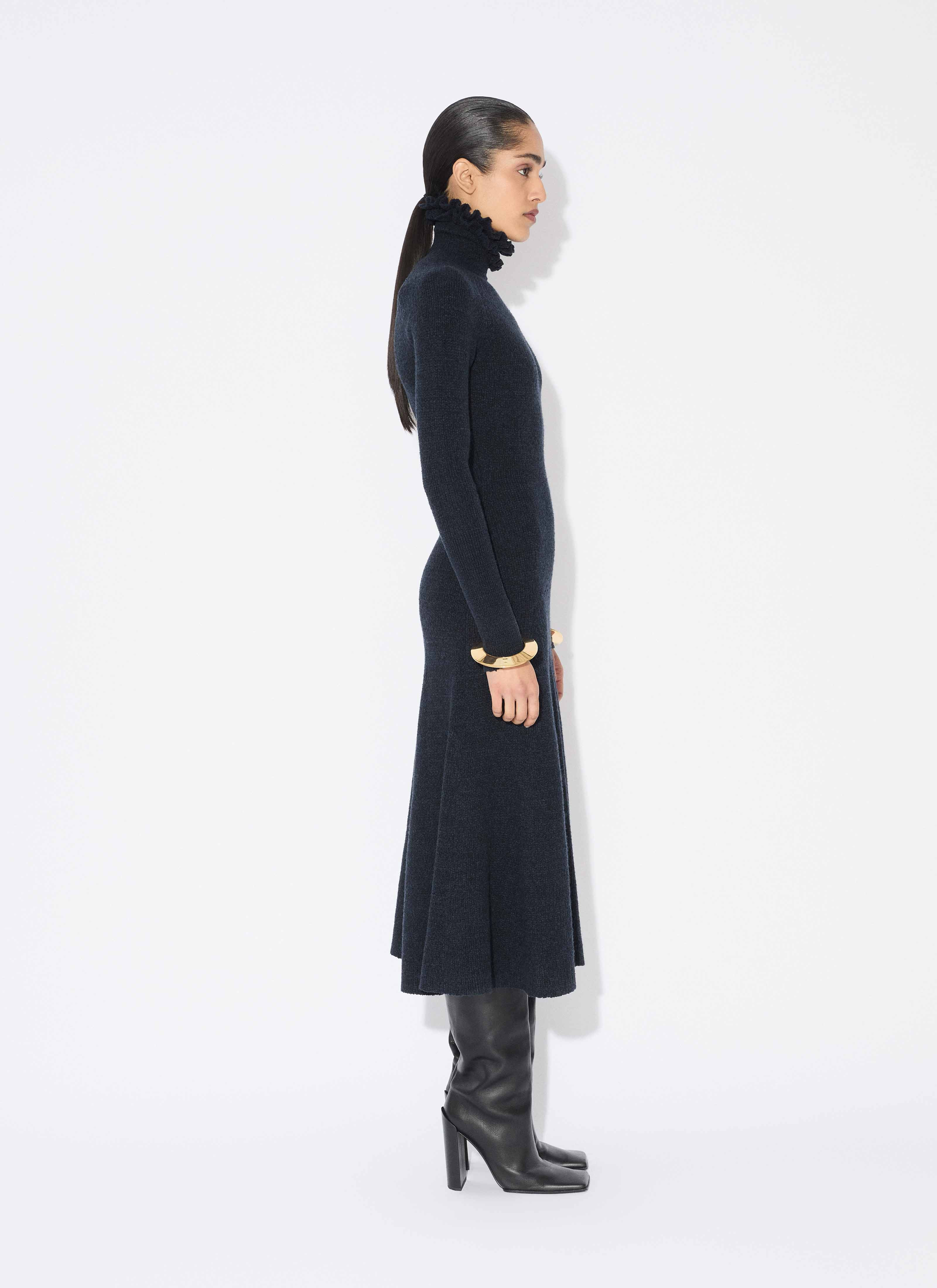 TWEED KNITTED HIGH-NECK DRESS - 4