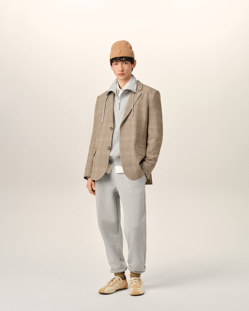 AMI Paris BROWN WOOL PRINCE OF WALES STRAIGHT JACKET outlook